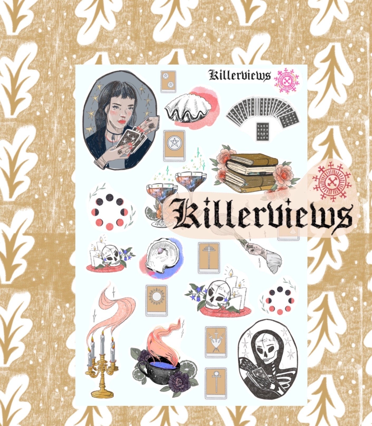 Tarot witch journal sticker sheet for bullet journal kit and planner- Rider waite stickers goth