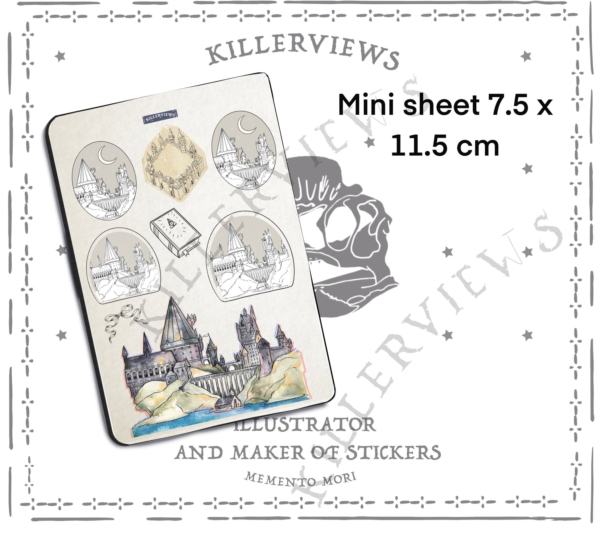 Mini magical school sticker sheet- witchcraft Wiccan wizard fan art