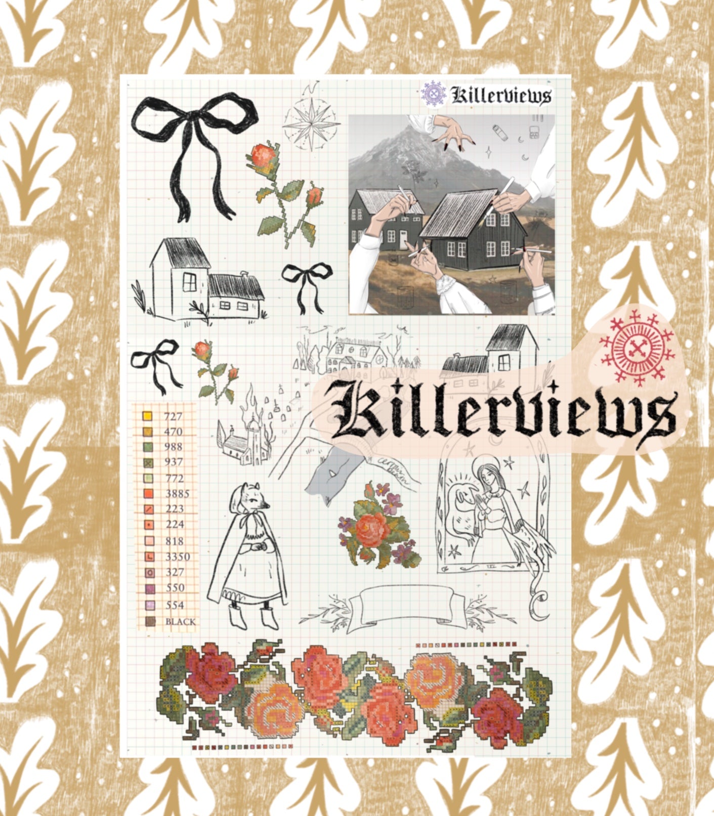 Cottage Sampler Sticker Sheet – Cross-Stitch Dreams & Handmade Magic