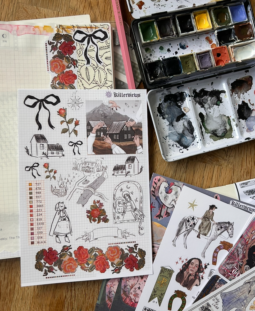 Cottage Sampler Sticker Sheet – Cross-Stitch Dreams & Handmade Magic
