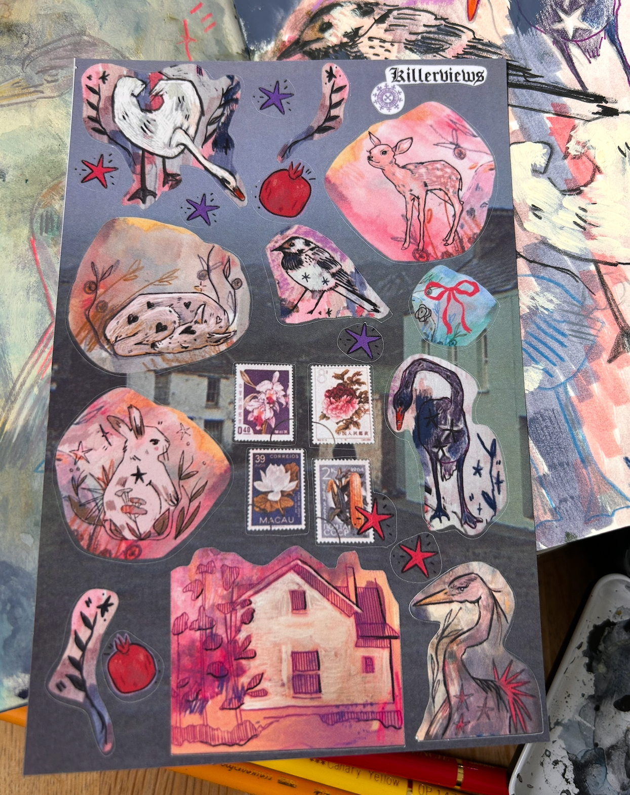Woodland Familiar Sticker Sheet – Soft Folk Magic & Forest Beasts