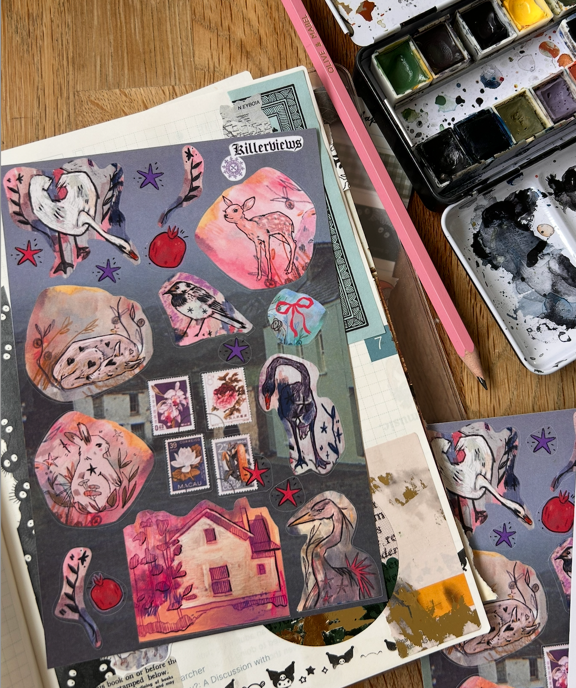 Woodland Familiar Sticker Sheet – Soft Folk Magic & Forest Beasts