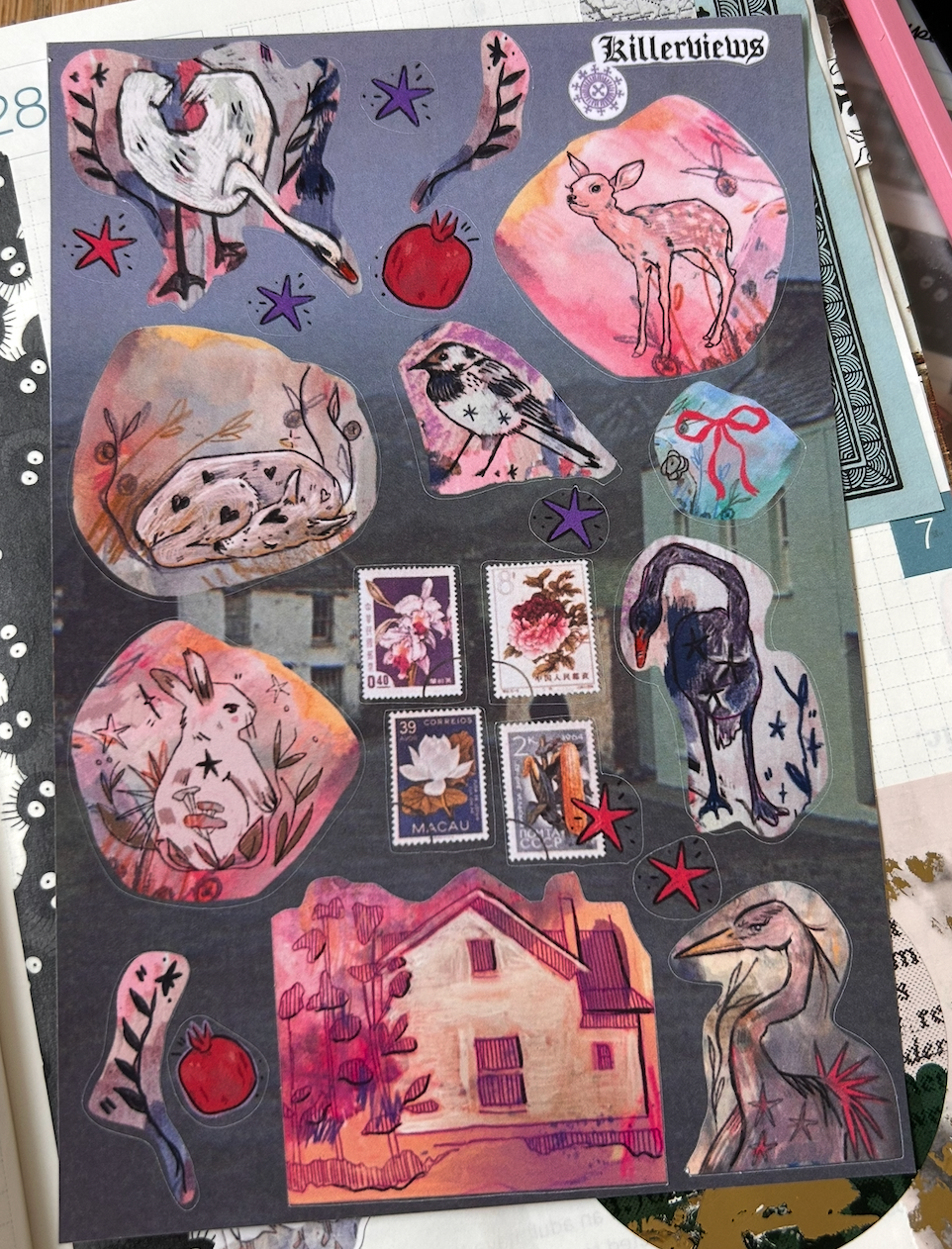 Woodland Familiar Sticker Sheet – Soft Folk Magic & Forest Beasts