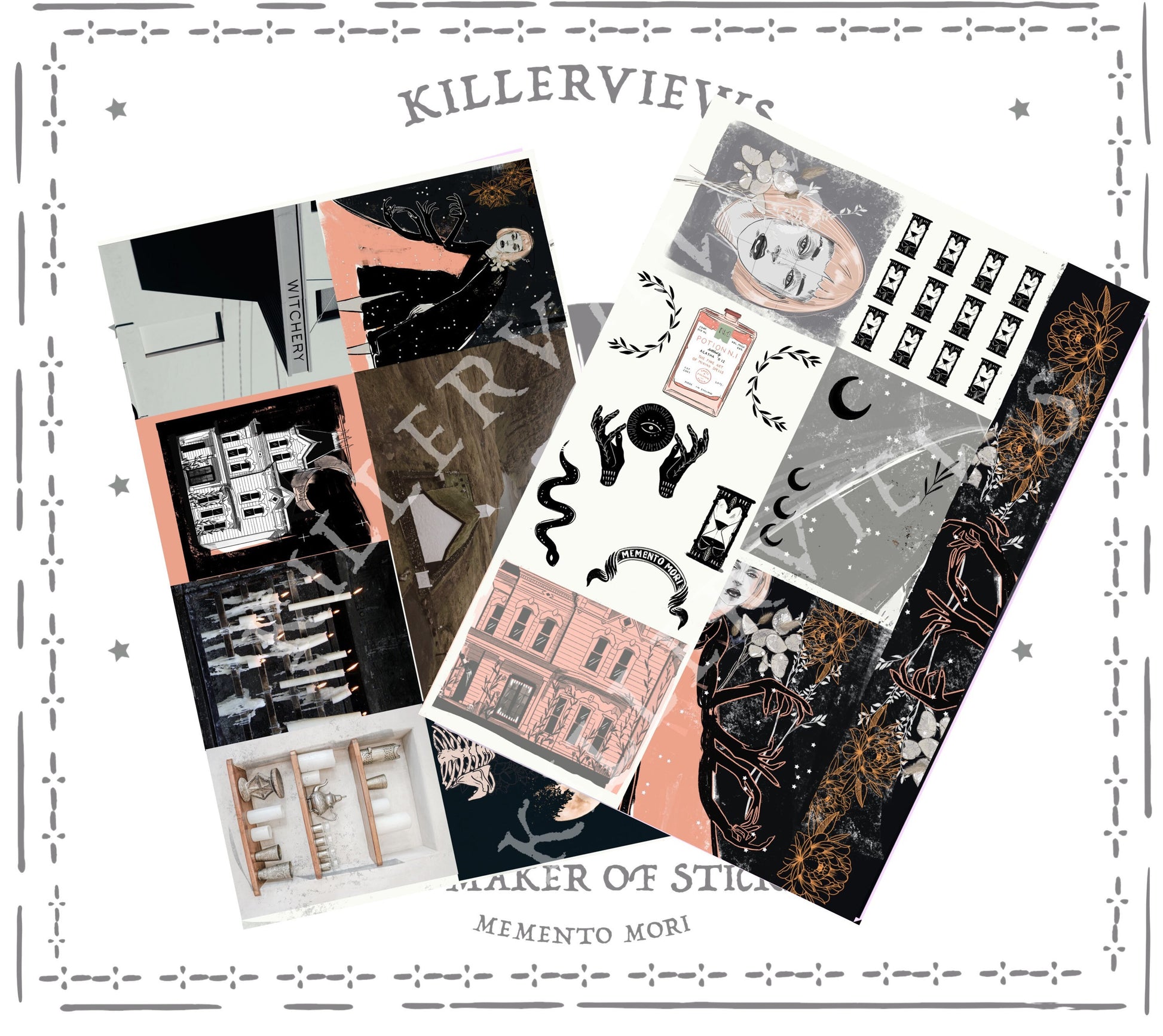 Coral witch Planner sticker sheet for bullet journal kit and planner- witchcraft Wiccan astrology chart