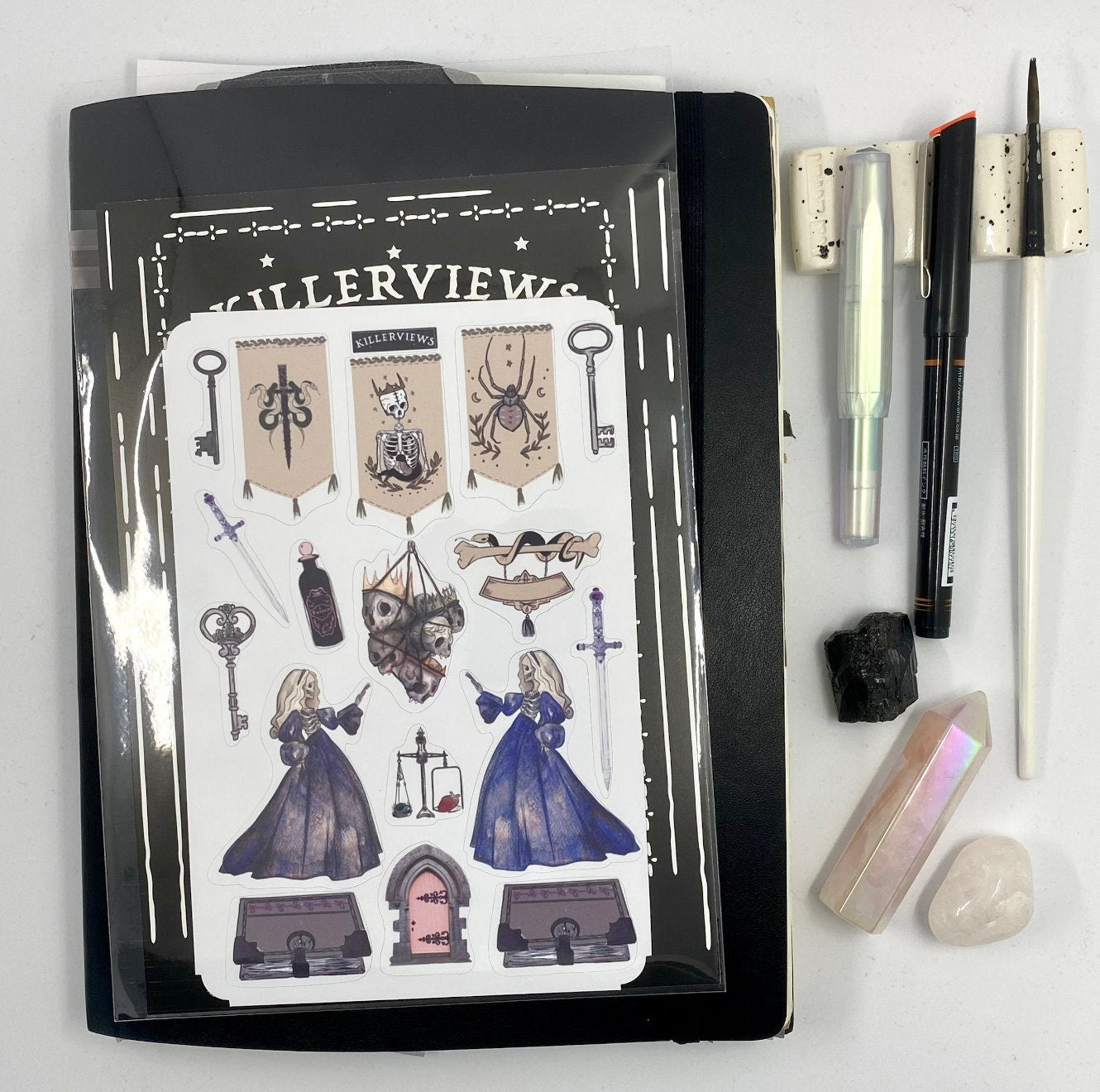 Gothic Medieval Planner sticker sheet for bullet journal kit and planner- with skull lady tapestry  witchcraft Wiccan celestial