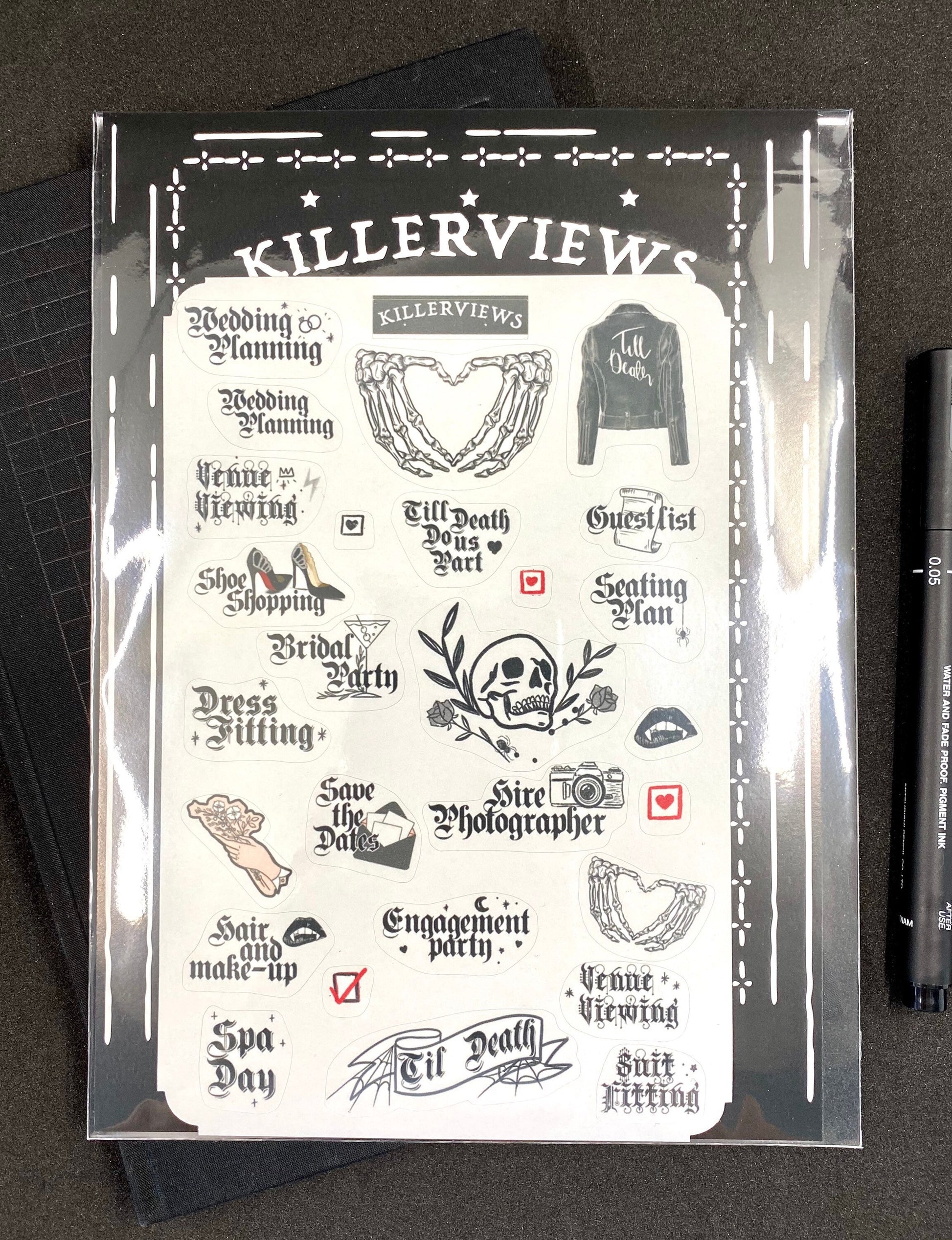 Gothic wedding Planner sticker sheet for bullet journal kit and planner- witchcraft Wiccan goth  rock and roll