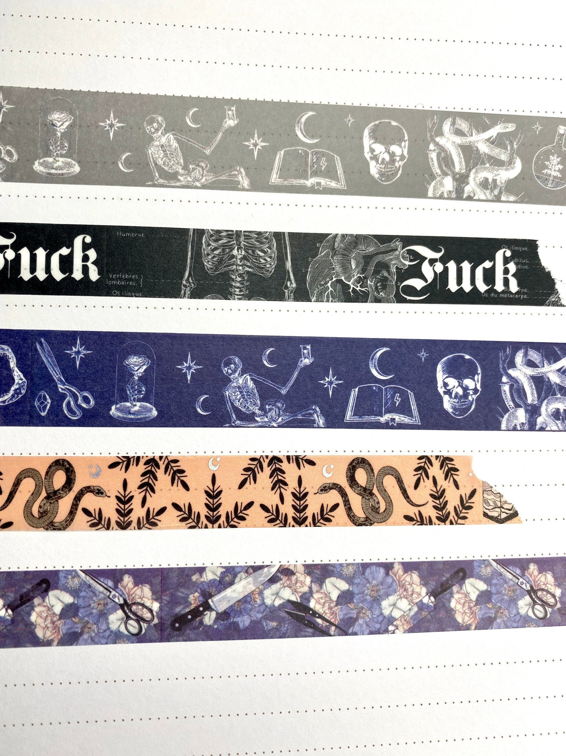 Snake floral design Washi tape in peach colour with foil stars