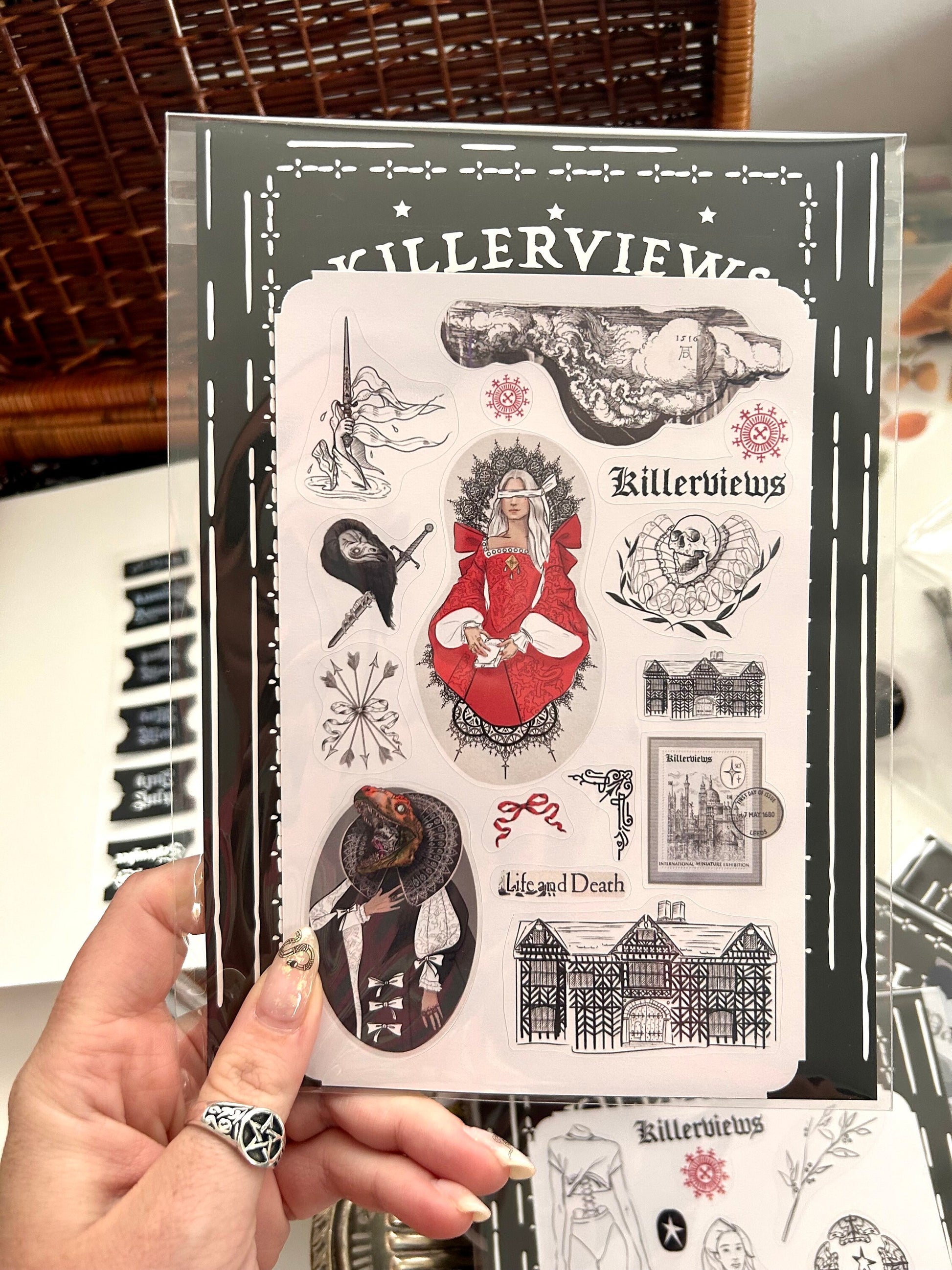 Red Tudor witch sticker planner inspired sticker sheet for bullet journal kit and planner-   inspired Wiccan