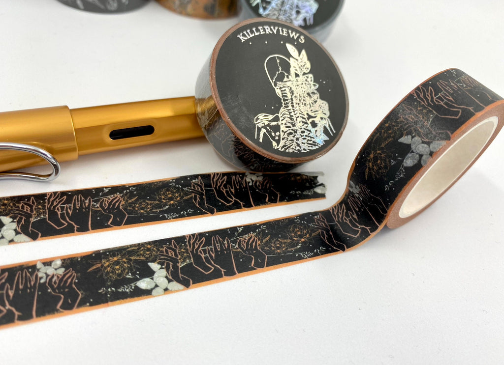 Orange Witch floral design floral black base colour 15mm