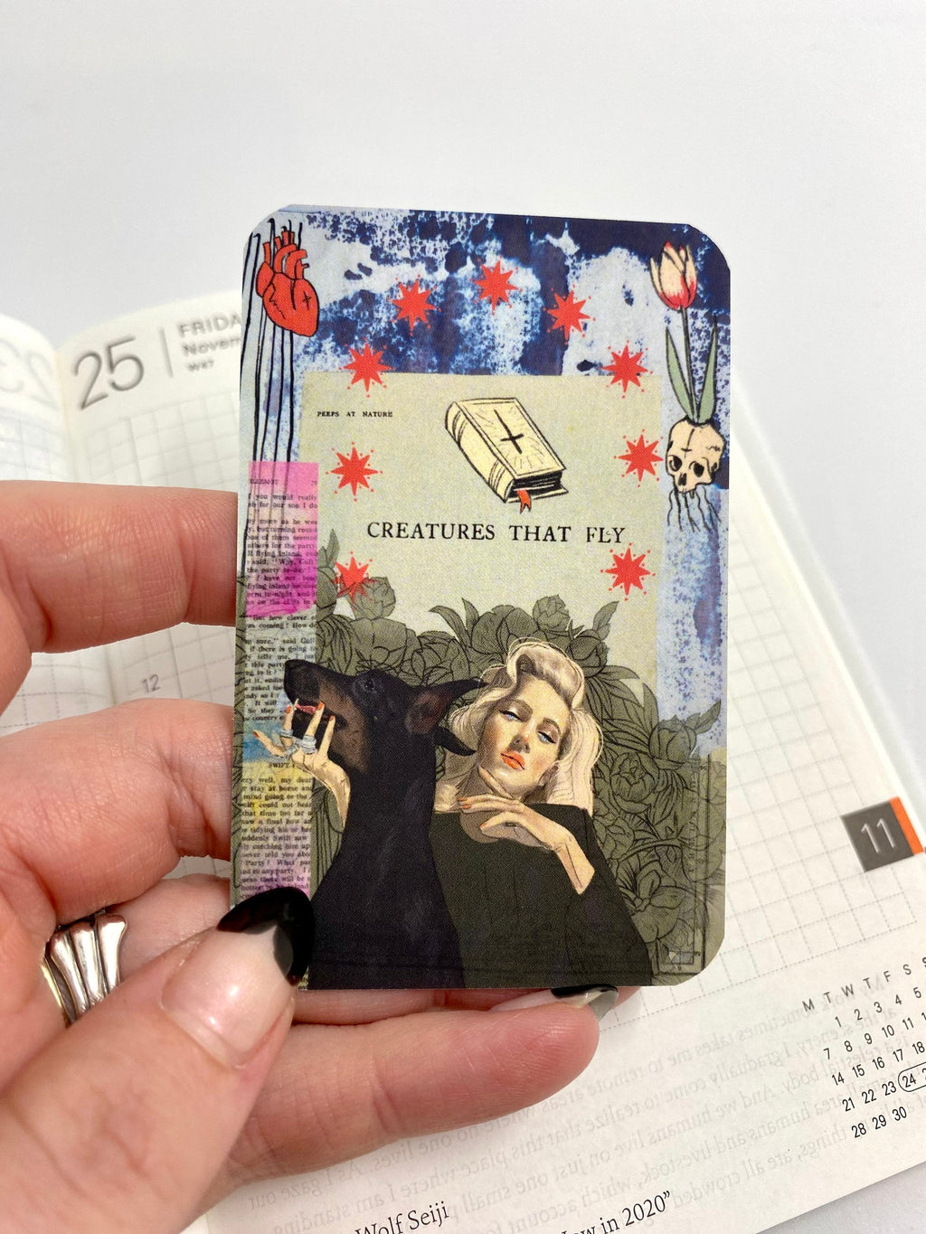 Mixed media card for dashboard planner double sided