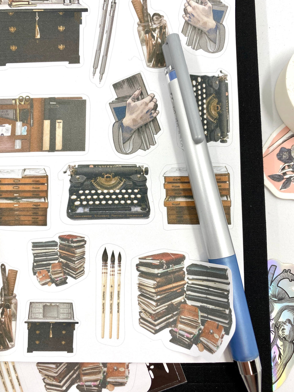 Gothic stationery Planner sticker sheet for bullet journal kit and planner- with writing bureau witchcraft Wiccan celestial