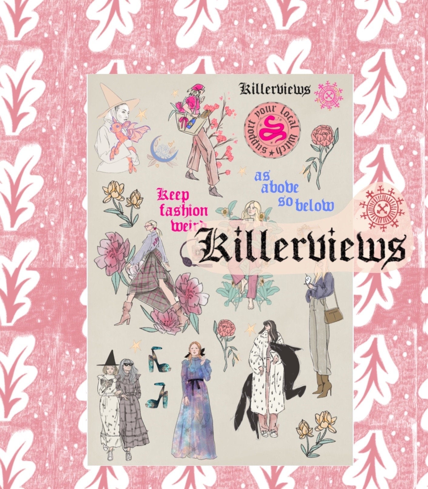 Fashion witch journal sticker sheet for bullet journal kit and planner-   Style magic familiar stickers goth
