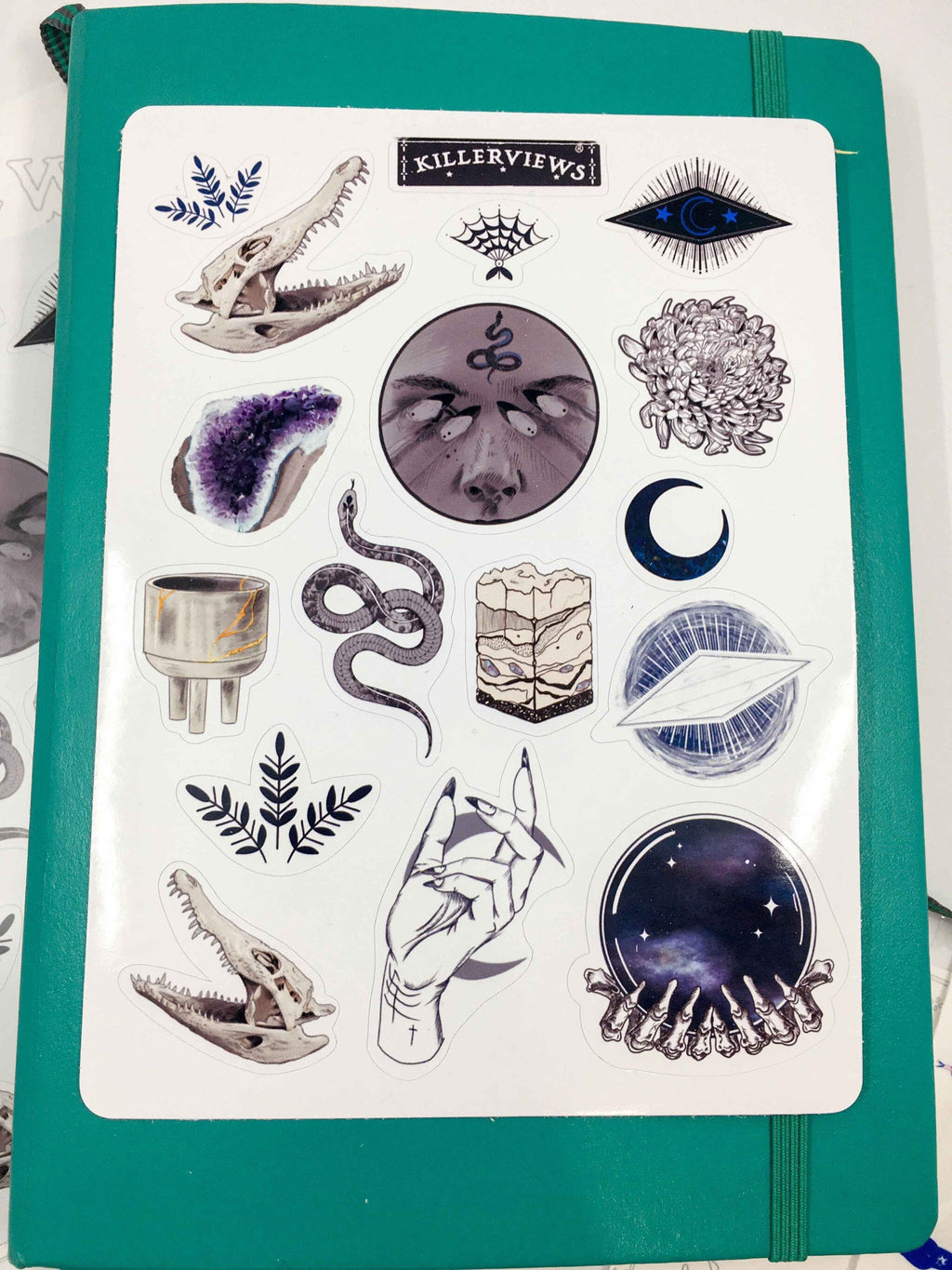 Mystic sticker sheet for bullet journal kit and planner-  Celestial Witch skeletons amethyst witchcraft Wicca celestial
