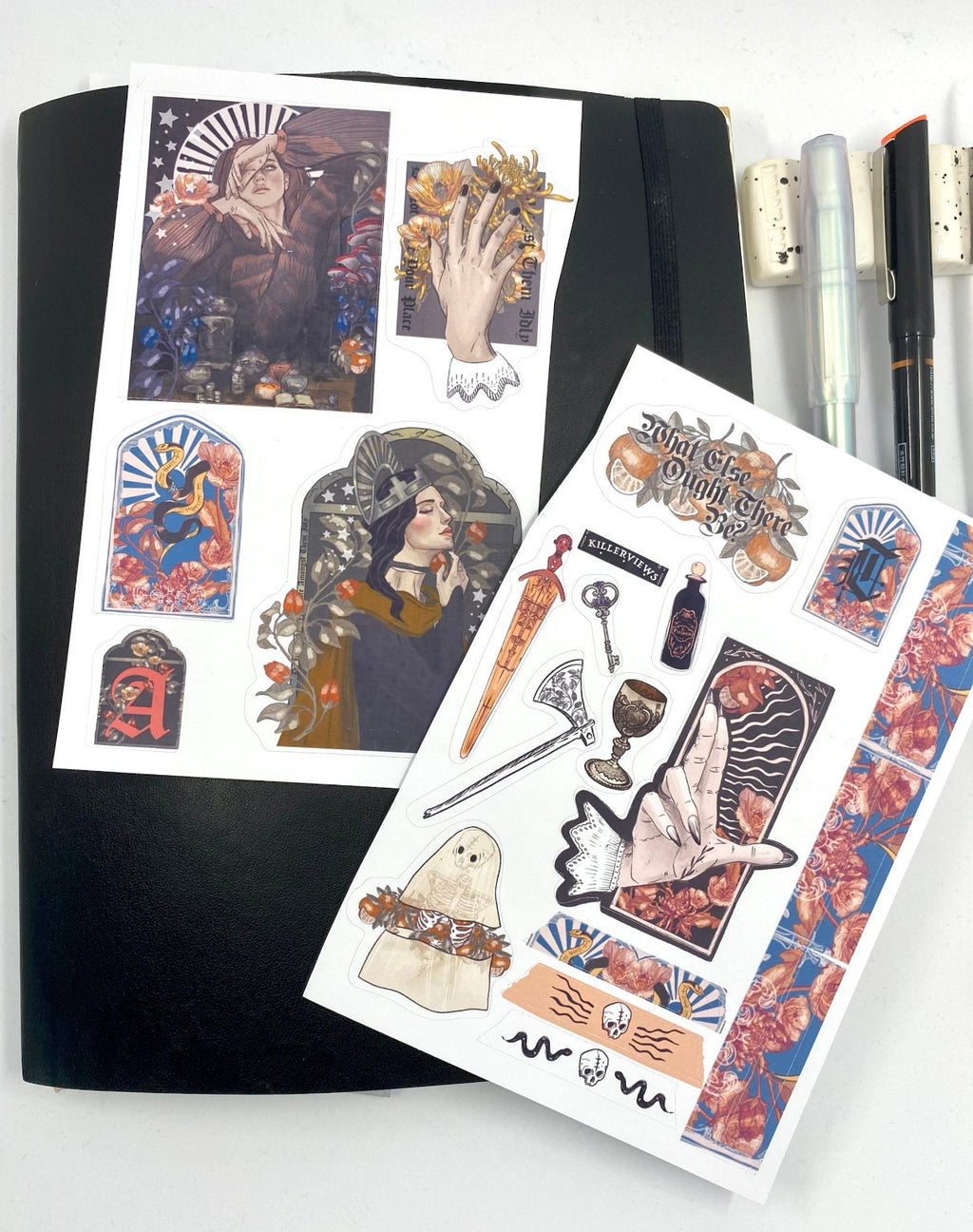 medieval sticker sheet for bullet journal kit and planner- witchcraft Wiccan baroque swords potions