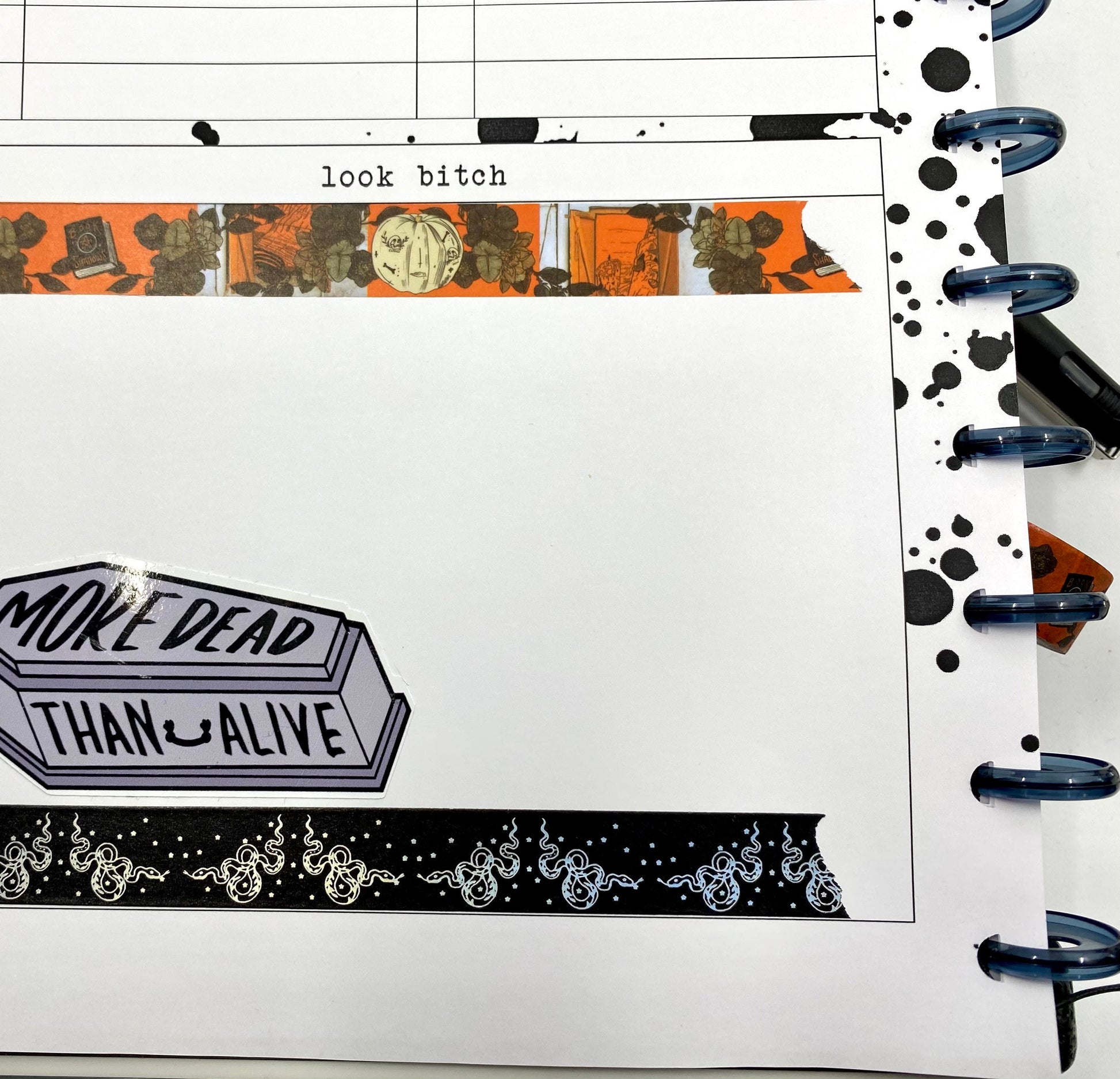 Halloween pumpkin witch floral design Washi tape in burnt orange base colour 15mm
