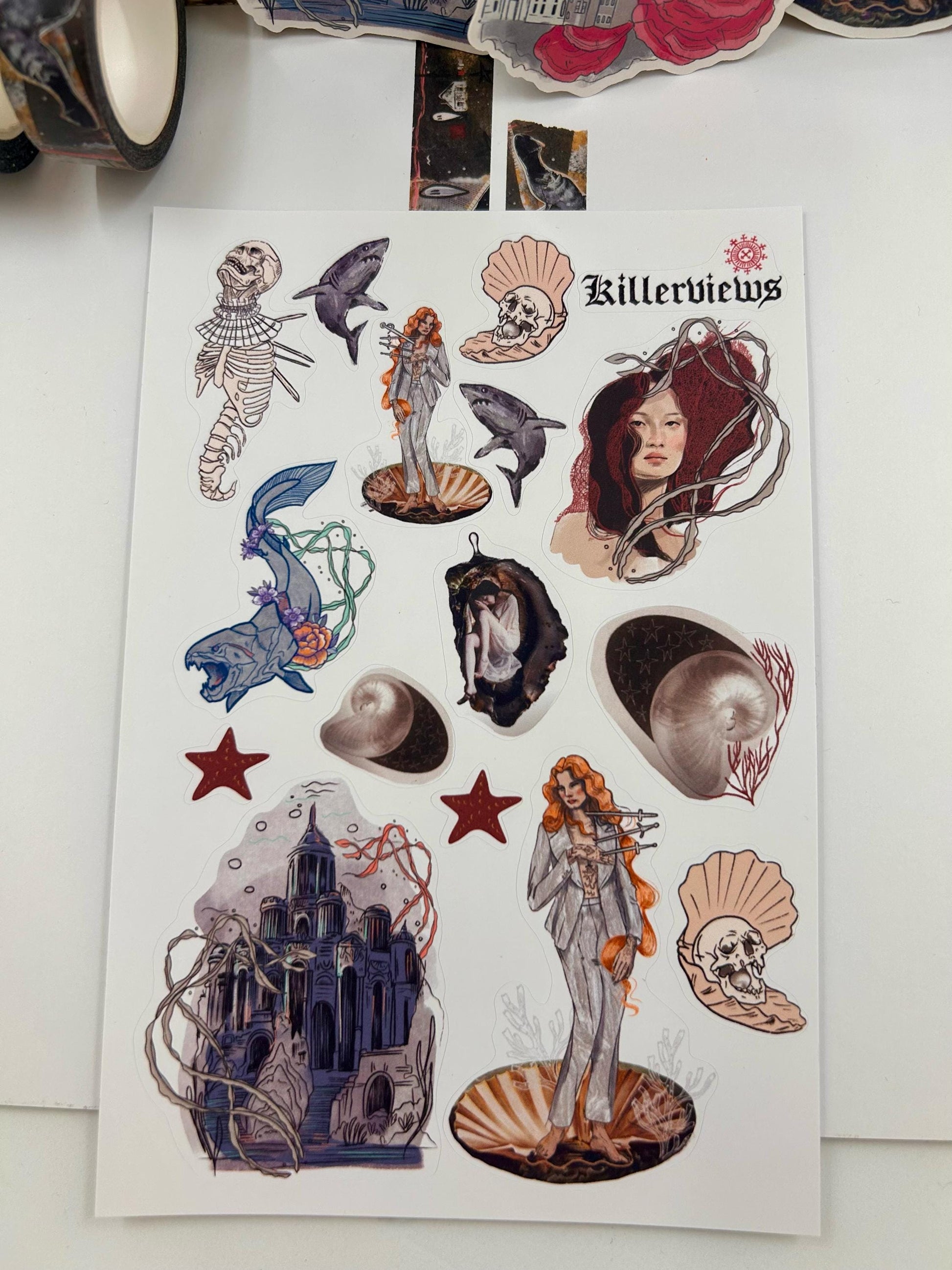 Under the Sea sticker sheet for bullet journal kit and planner- witchcraft mermaid magical