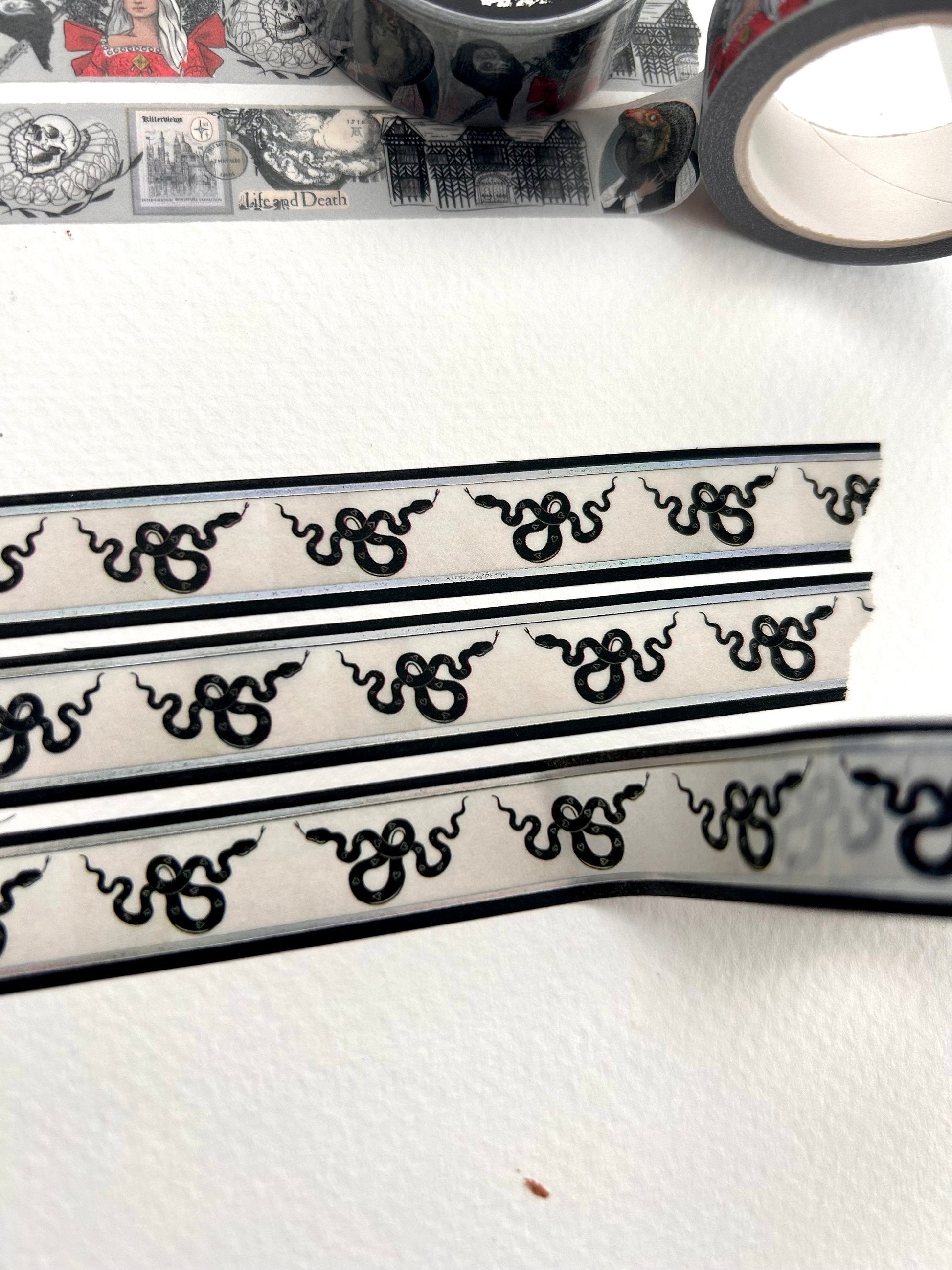 Black and white snake Holographic design Washi tape  colour  base colour 15mm