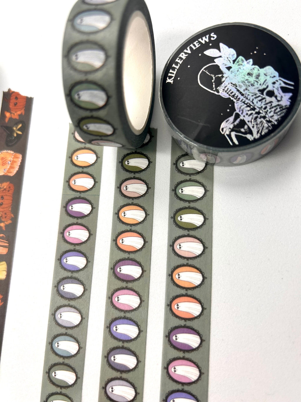 Ghost club mirrors design Washi tape in sage green base colour 15mm