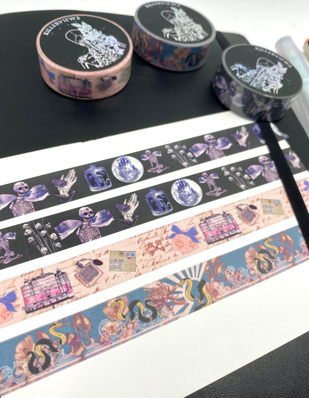 Vintage Ephemera Grand Budapest vintage ephemera design Washi tape in pink base colour 15mm