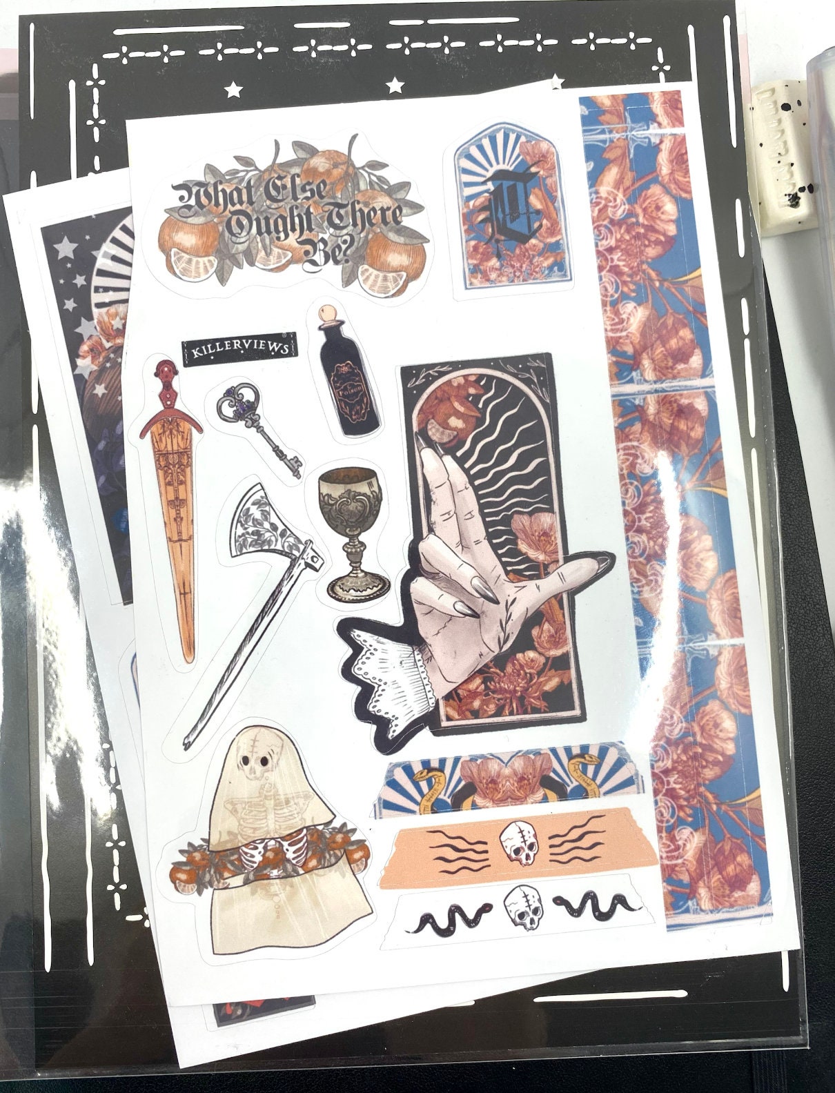 medieval sticker sheet for bullet journal kit and planner- witchcraft Wiccan baroque swords potions