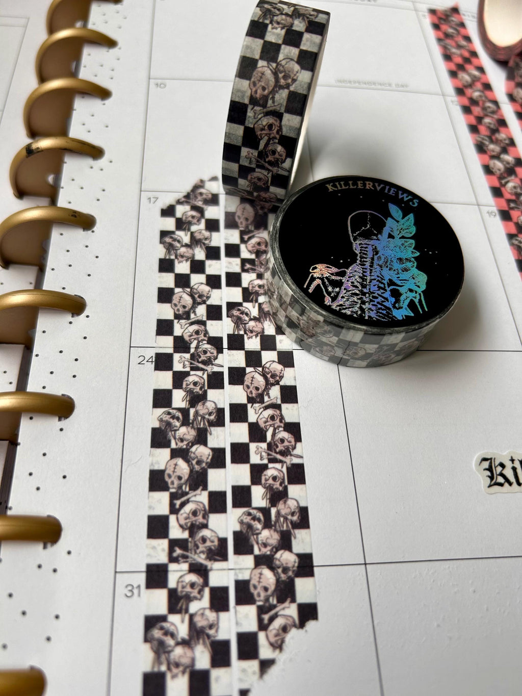 Checkboard skulls vertical design base colour 15mm