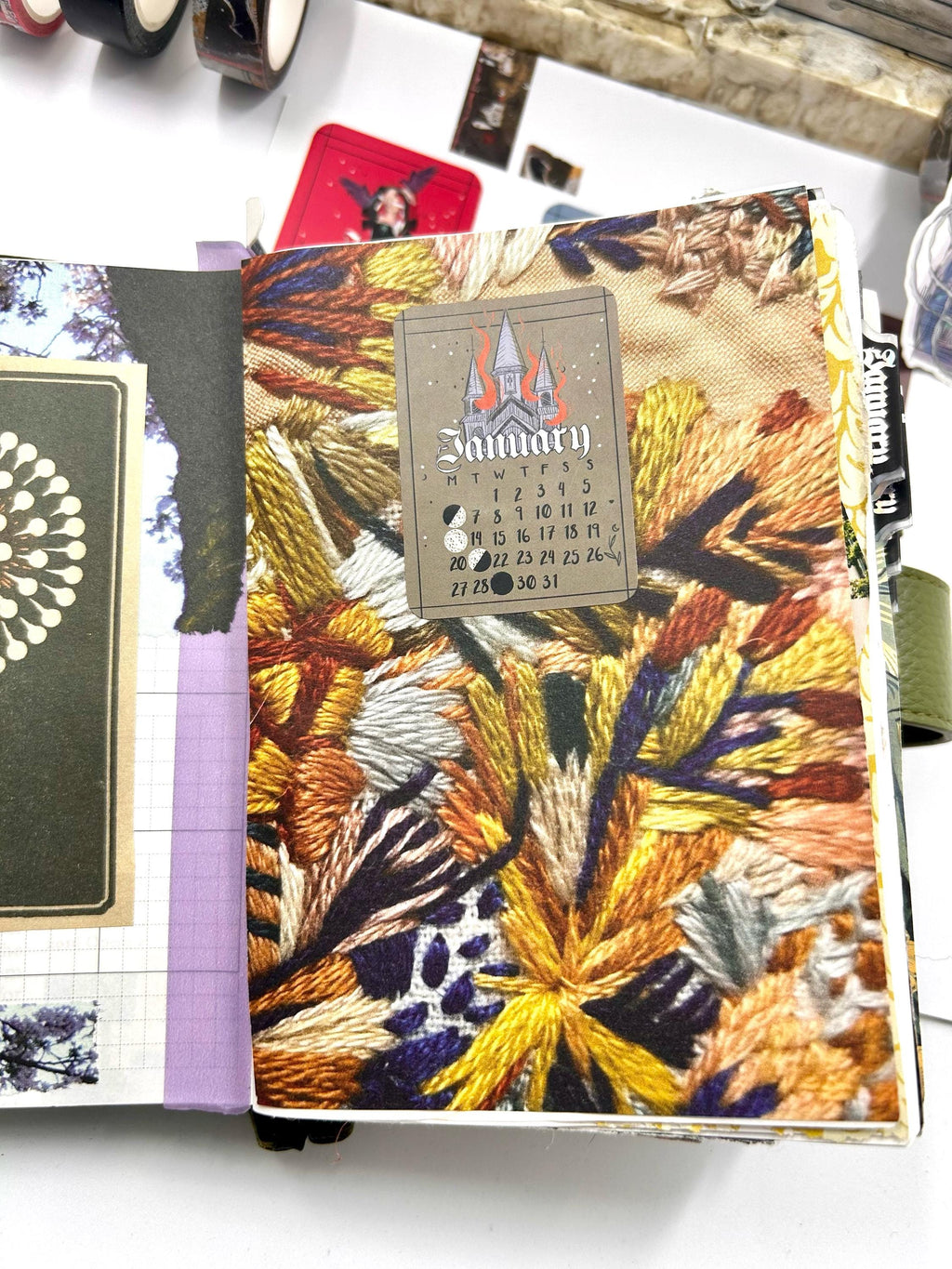 Tarot style 2025 Lunar Calendar month Stickers for journal January 2025 December 25 with moon phases planner bujo celestial