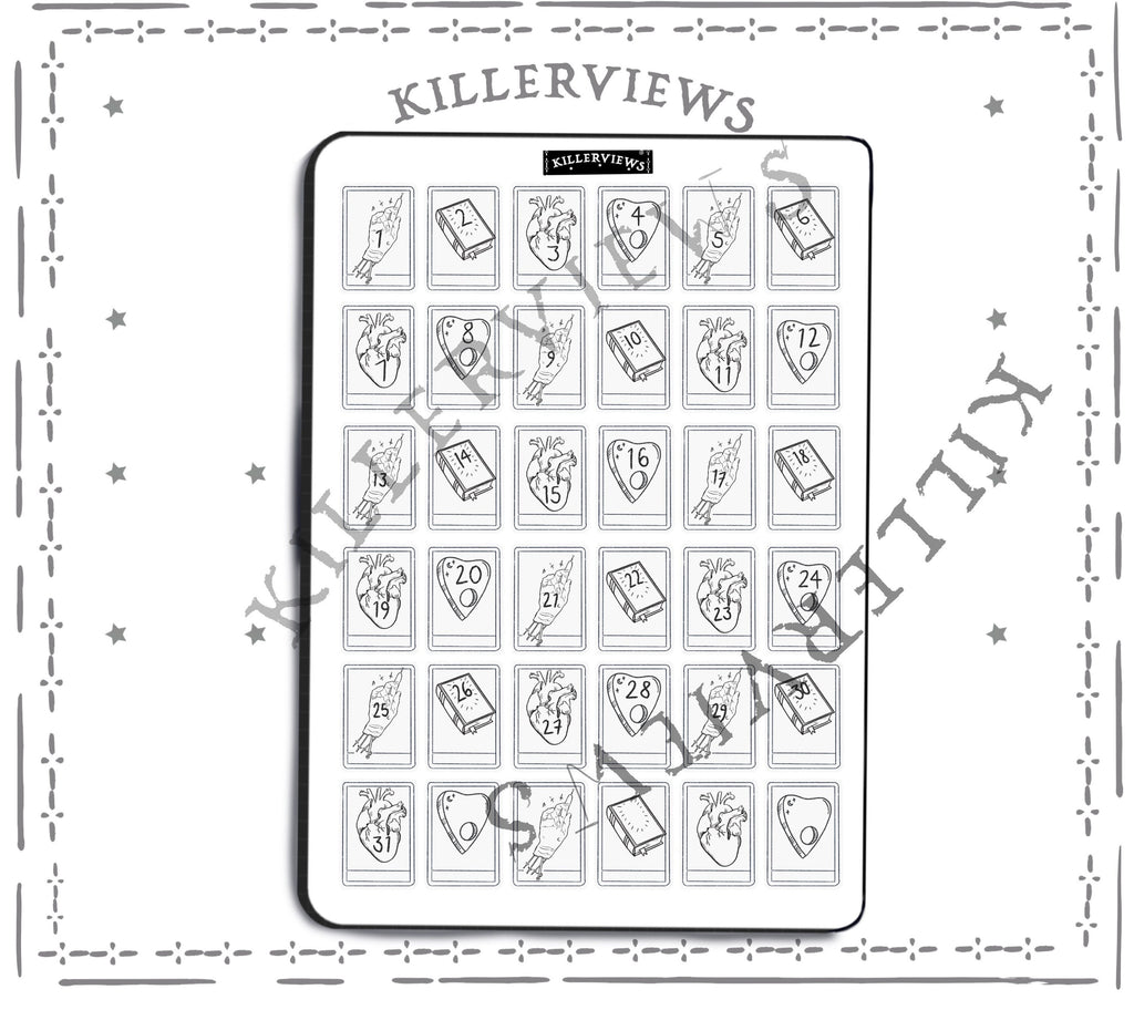 Mini Tarot date Set Planner sticker sheet for bullet journal kit and planner- witchcraft Wiccan celestial future