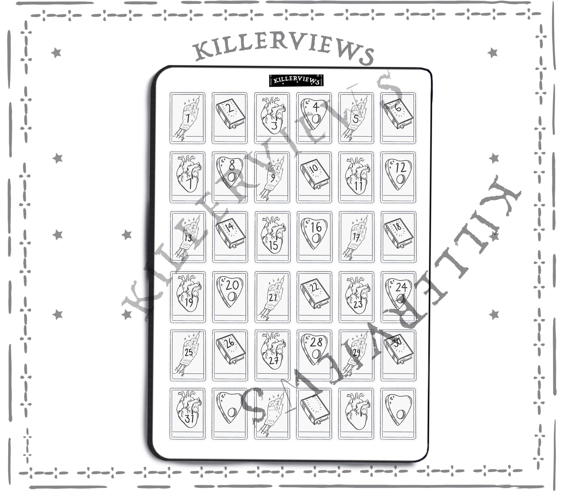 Mini Tarot date Set Planner sticker sheet for bullet journal kit and planner- witchcraft Wiccan celestial future