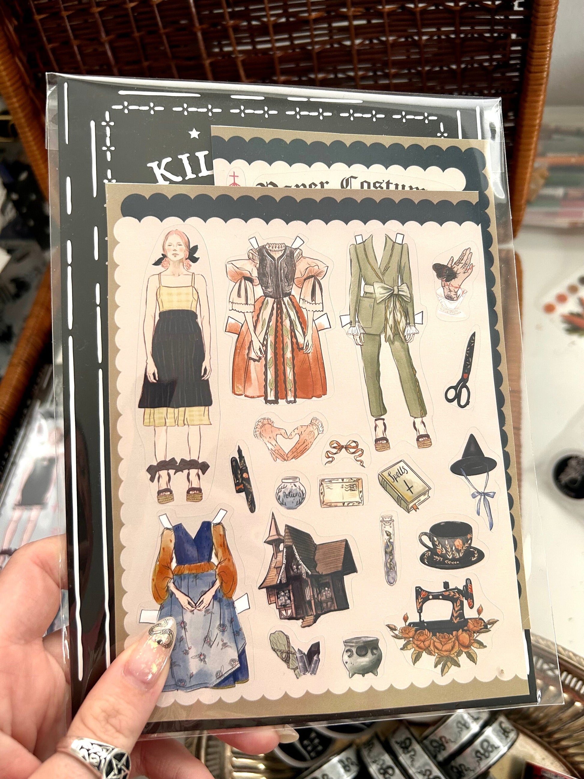 Paper costumes autumn witch  inspired sticker sheet for bullet journal kit and planner- fashion