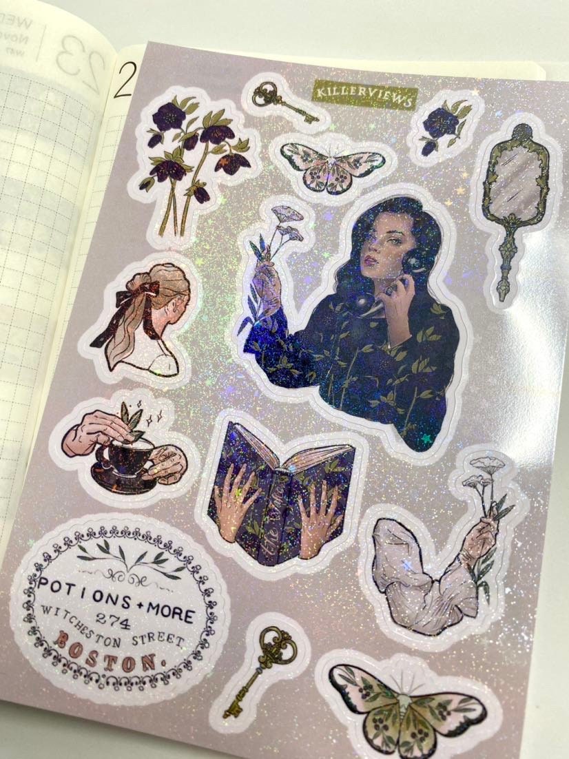 Glitter sticker sheet of Potions and poisons witch  bullet journal kit and planner- skulls halloween witchcraft Wiccan vampire