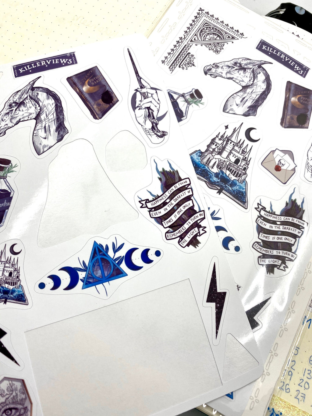 Wizard Planner sticker sheet for bullet journal kit and planner-  deathly hallows art potions