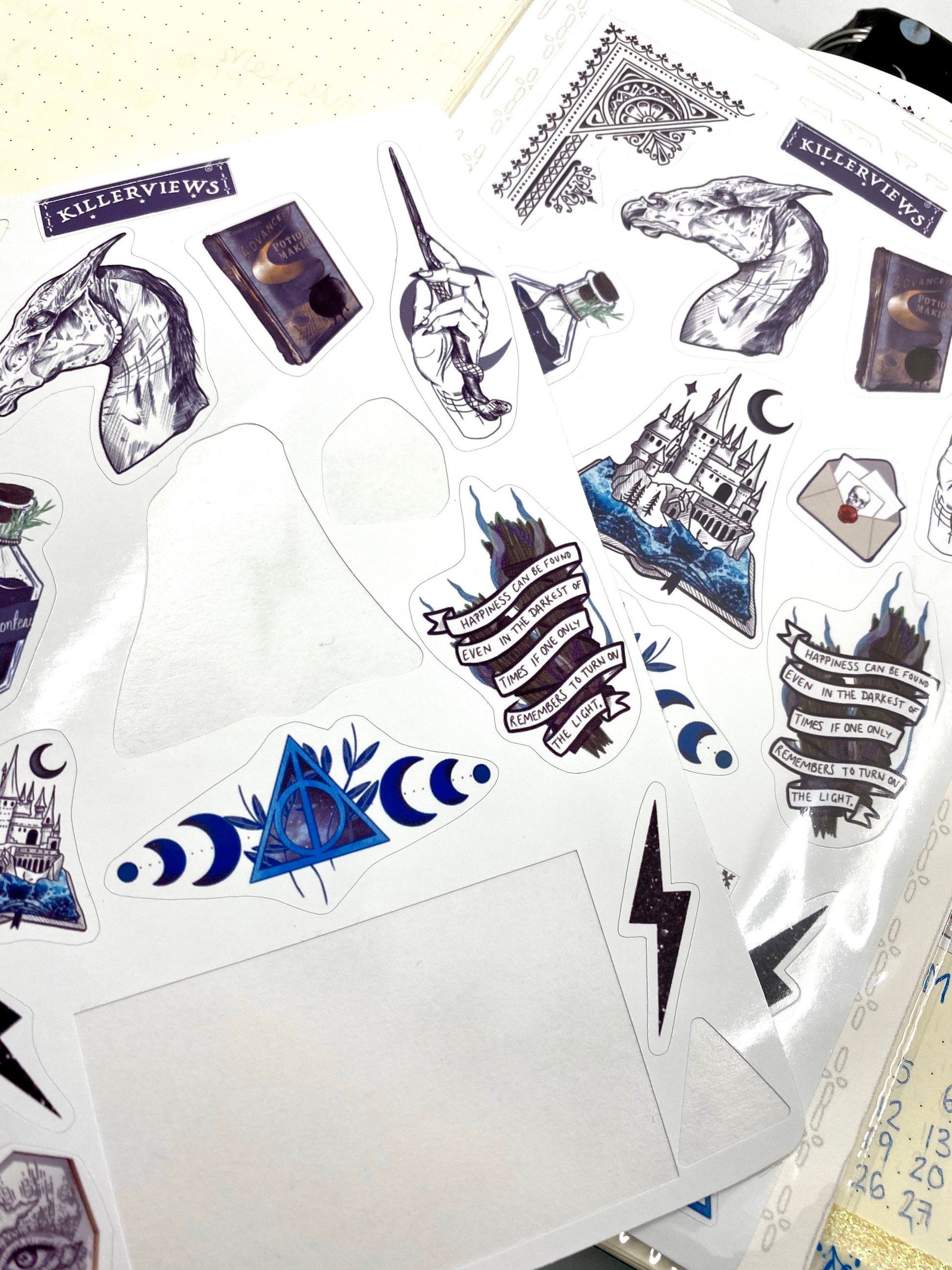 Wizard Planner sticker sheet for bullet journal kit and planner-  deathly hallows art potions