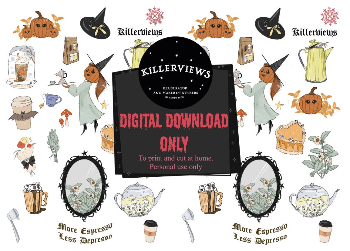 Downloadable Pumpkin latte cute planner sheet inspired sticker sheet for journal kit and planner- NOT PHYSICAL PRODUCT