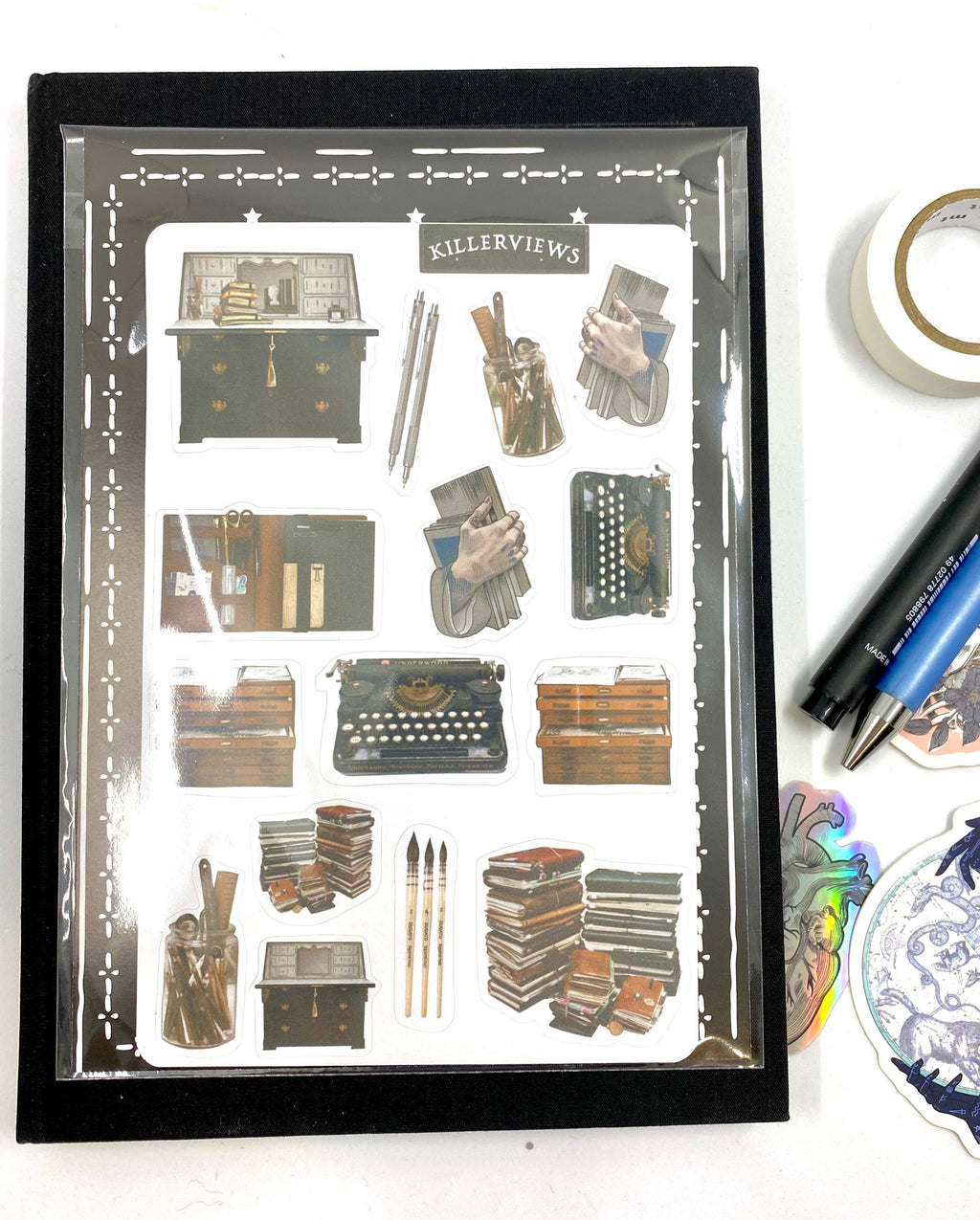 Gothic stationery Planner sticker sheet for bullet journal kit and planner- with writing bureau witchcraft Wiccan celestial