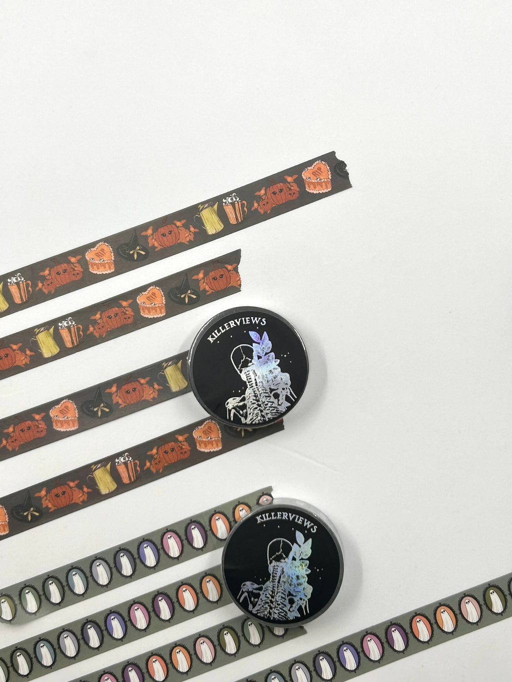 Ghost club mirrors design Washi tape in sage green base colour 15mm