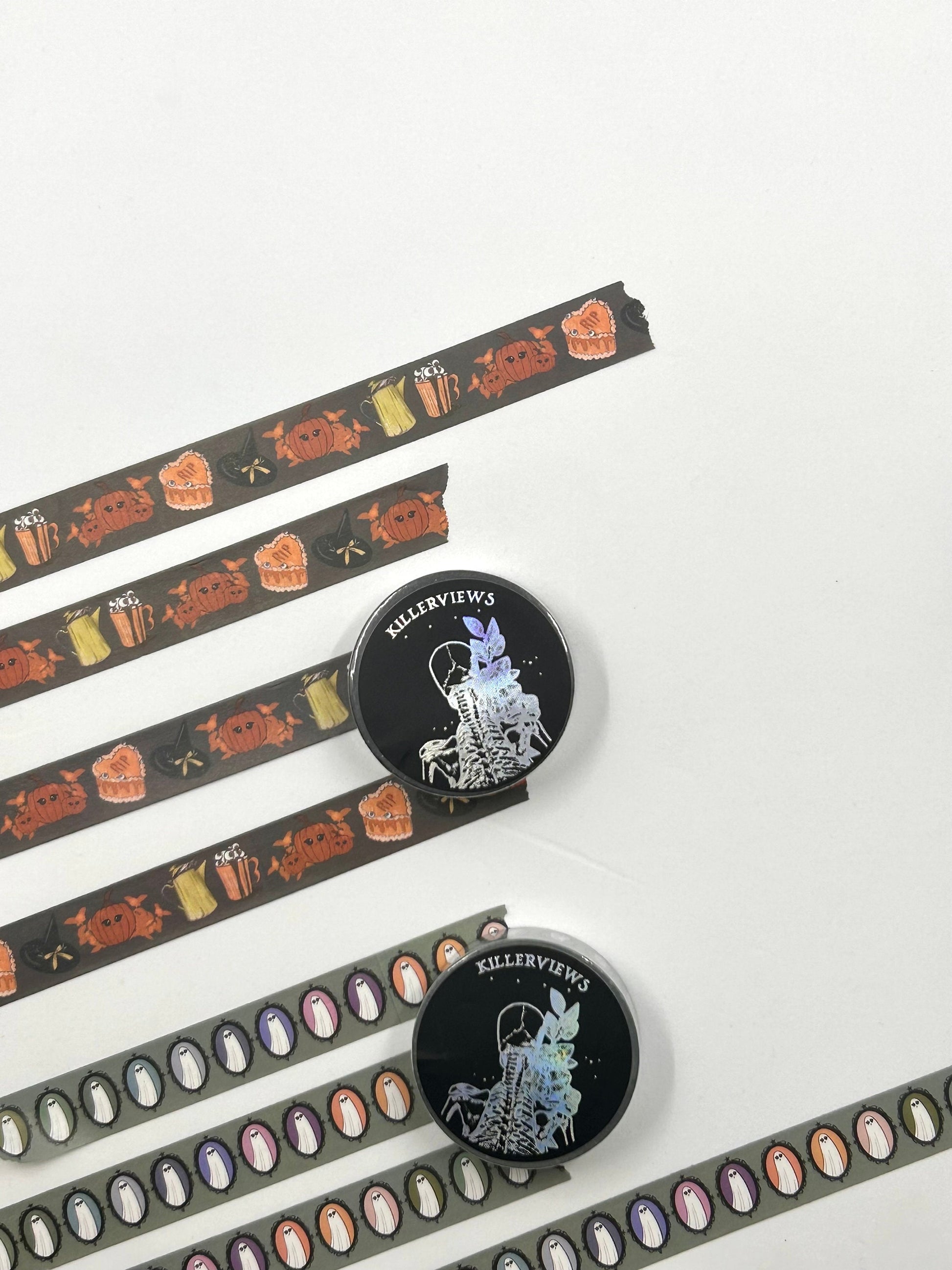 Ghost club mirrors design Washi tape in sage green base colour 15mm