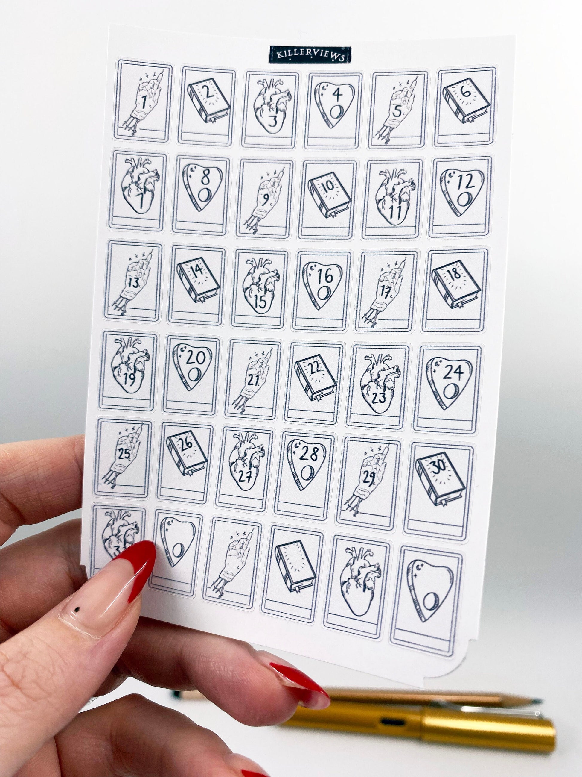 Mini Tarot date Set Planner sticker sheet for bullet journal kit and planner- witchcraft Wiccan celestial future
