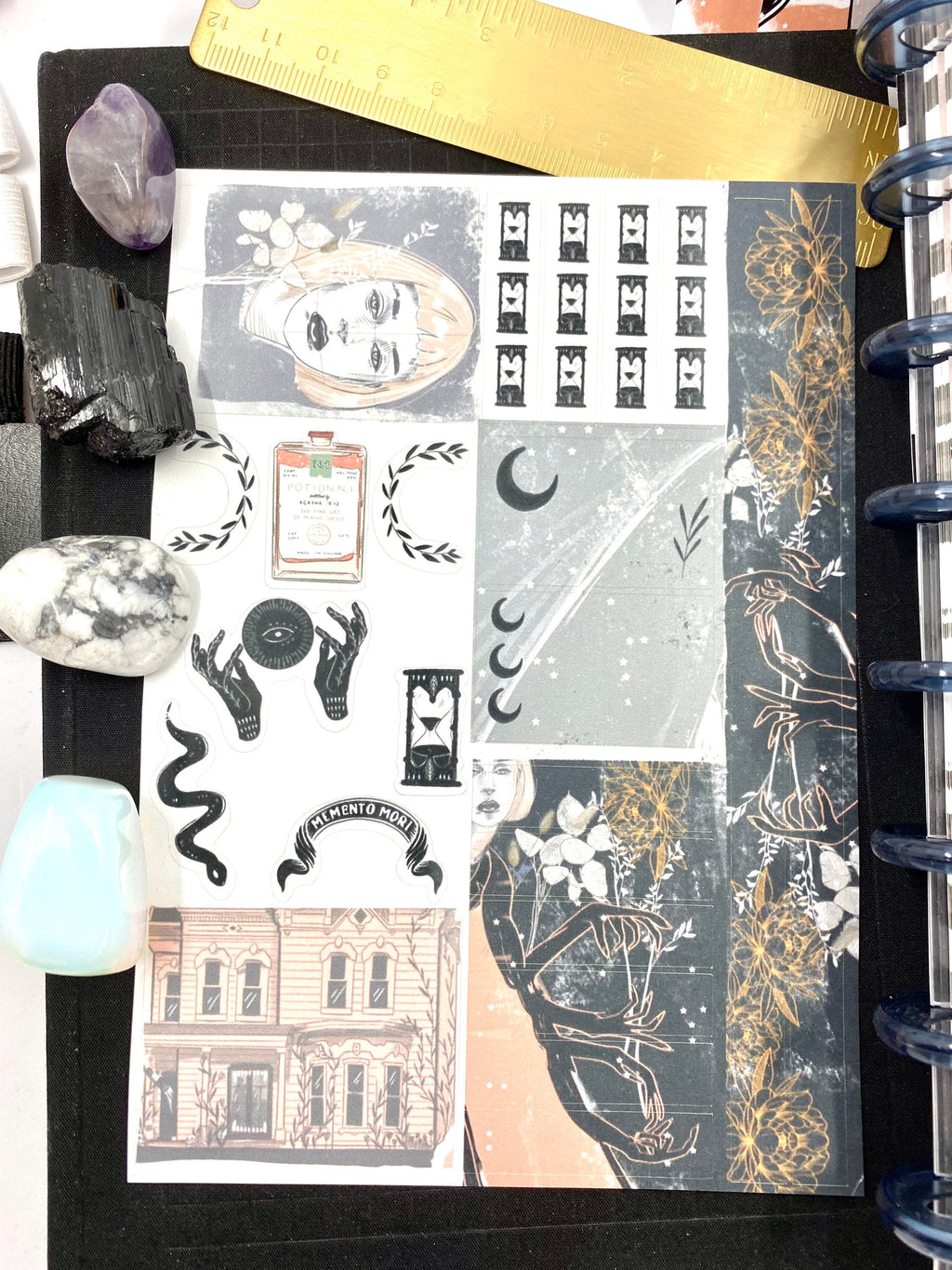 Coral witch Planner sticker sheet for bullet journal kit and planner- witchcraft Wiccan astrology chart