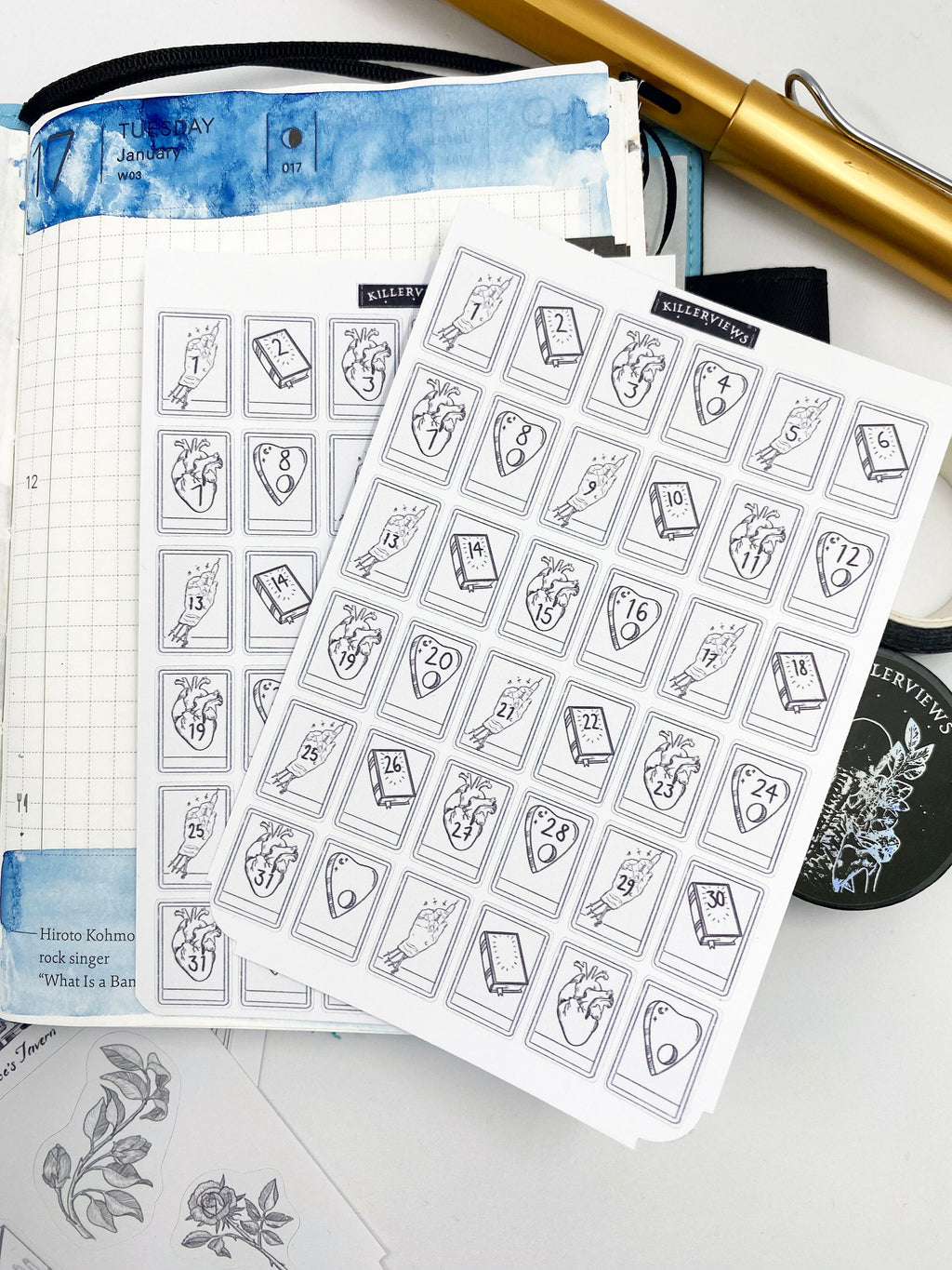 Mini Tarot date Set Planner sticker sheet for bullet journal kit and planner- witchcraft Wiccan celestial future