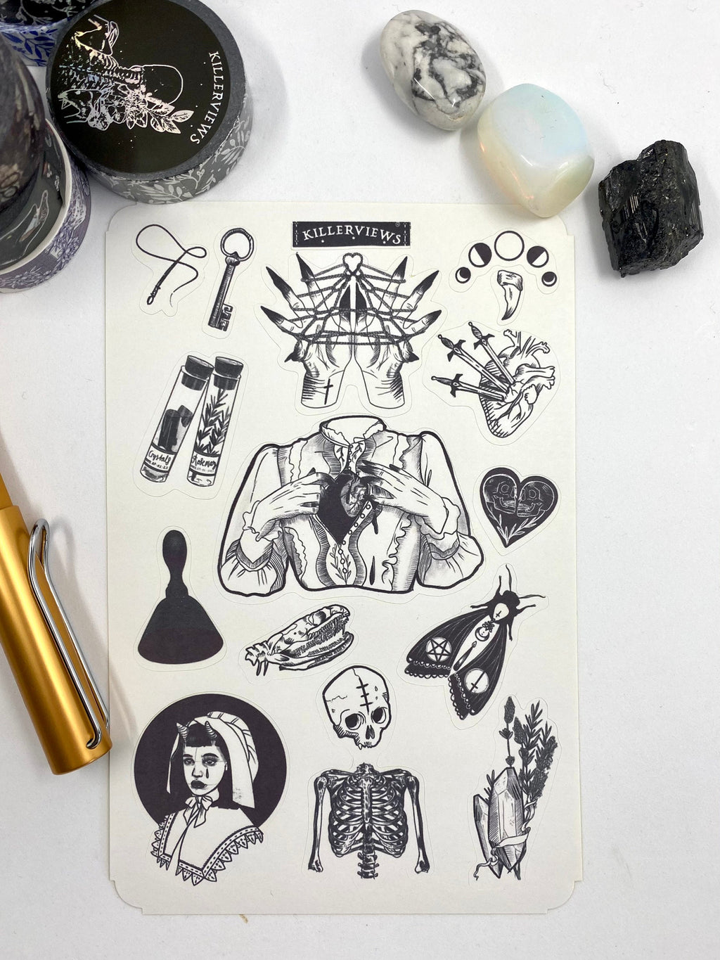 Witches Past sticker sheet for bullet journal kit and planner- witchcraft Wicca folklore