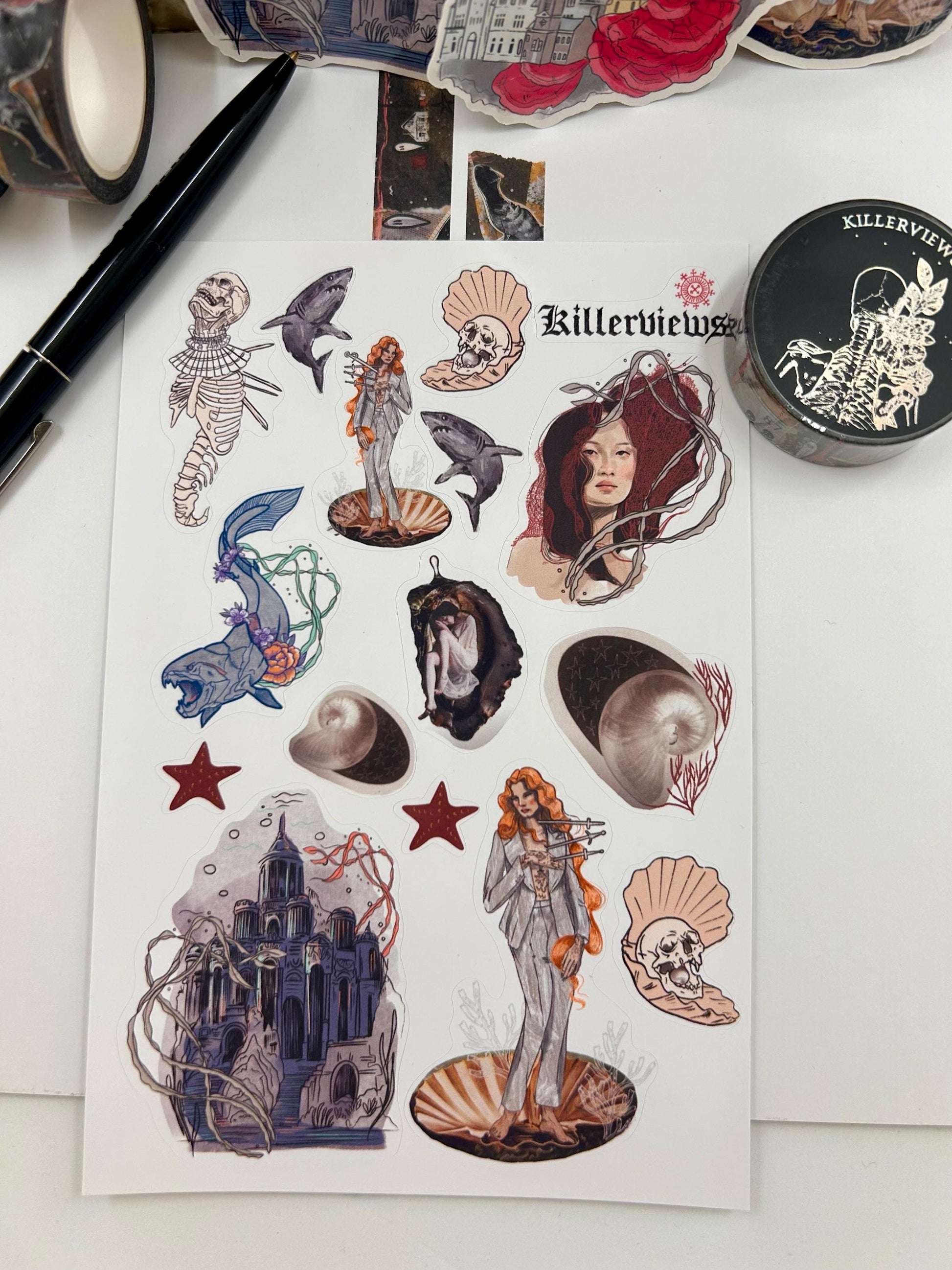 Under the Sea sticker sheet for bullet journal kit and planner- witchcraft mermaid magical