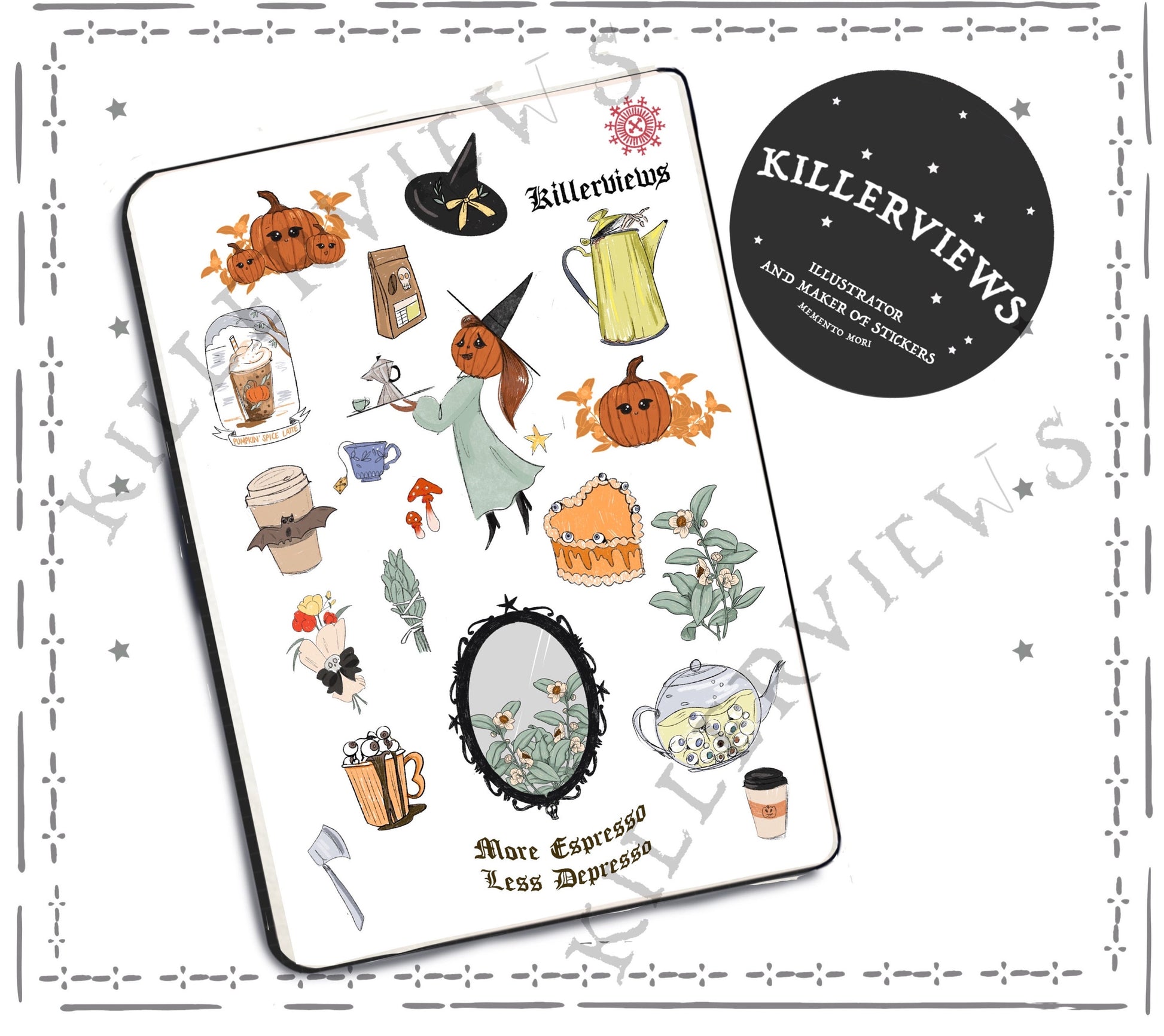 Pumpkin latte cute  Planner sticker sheet for bullet journal kit and planner- Halloween ghosts