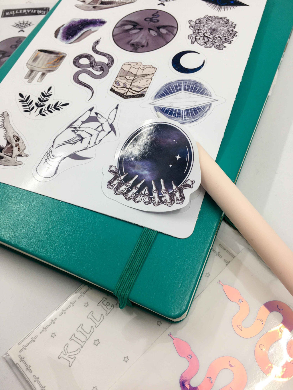 Mystic sticker sheet for bullet journal kit and planner-  Celestial Witch skeletons amethyst witchcraft Wicca celestial