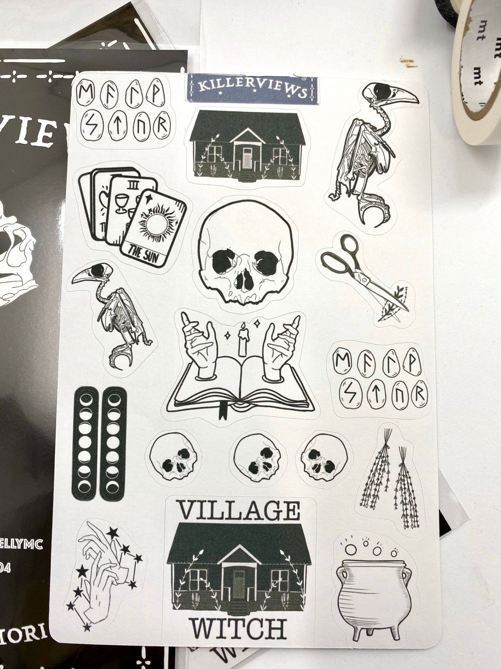 Witch monochrome Runes Planner sticker sheet for bullet journal kit and planner- witchcraft Wiccan celestial