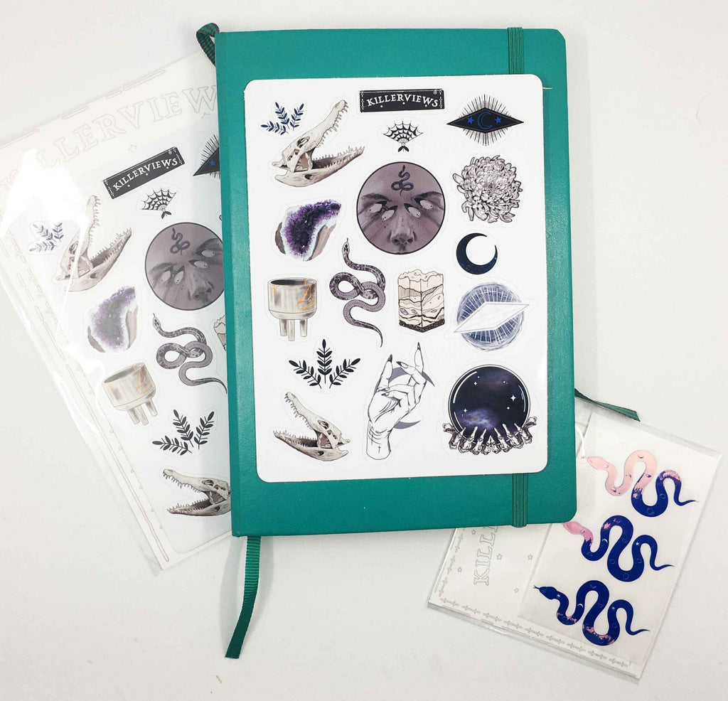 Mystic sticker sheet for bullet journal kit and planner-  Celestial Witch skeletons amethyst witchcraft Wicca celestial