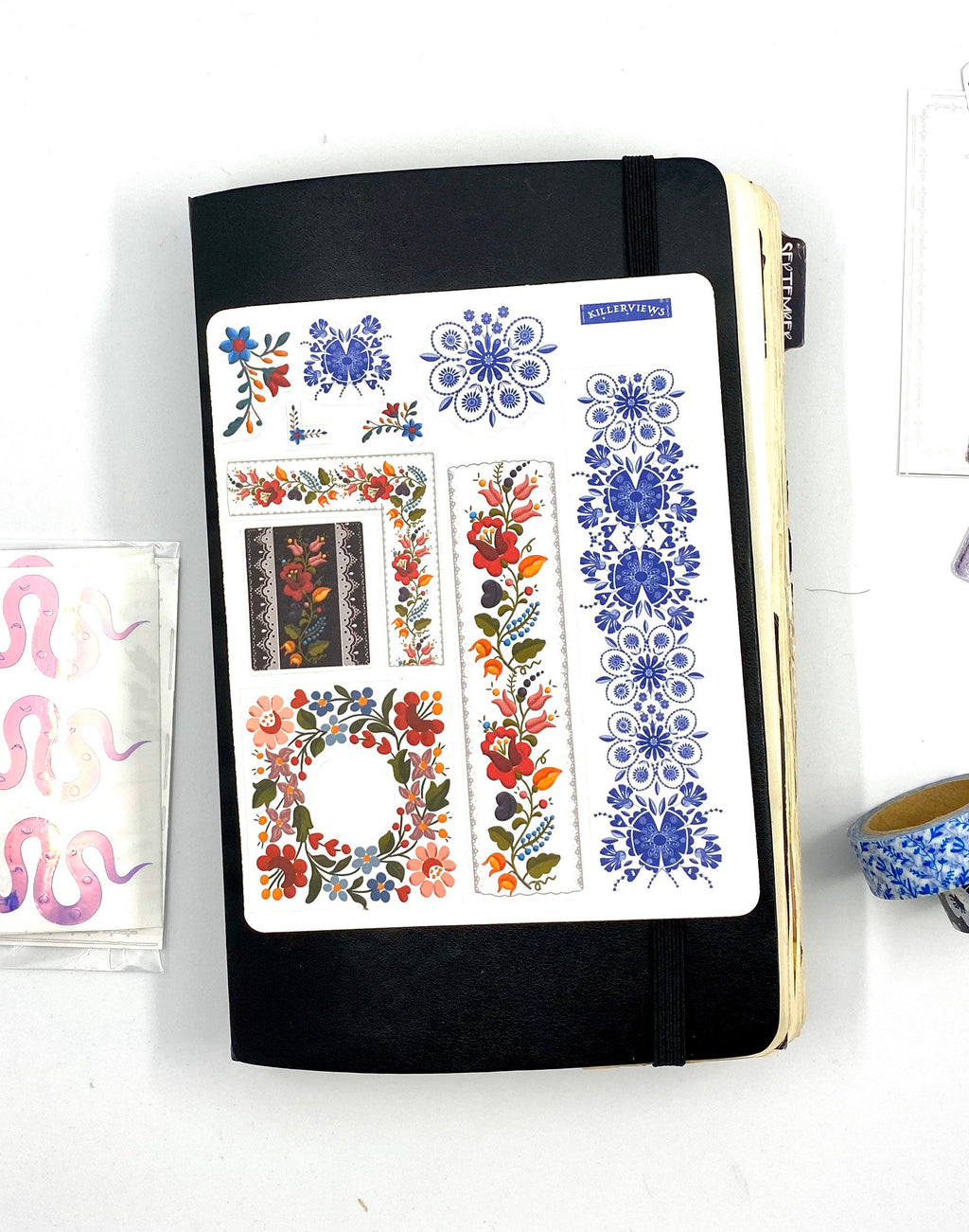 Hungarian folk art sticker sheet for bullet journal kit and planner embroidery craft colourful floral