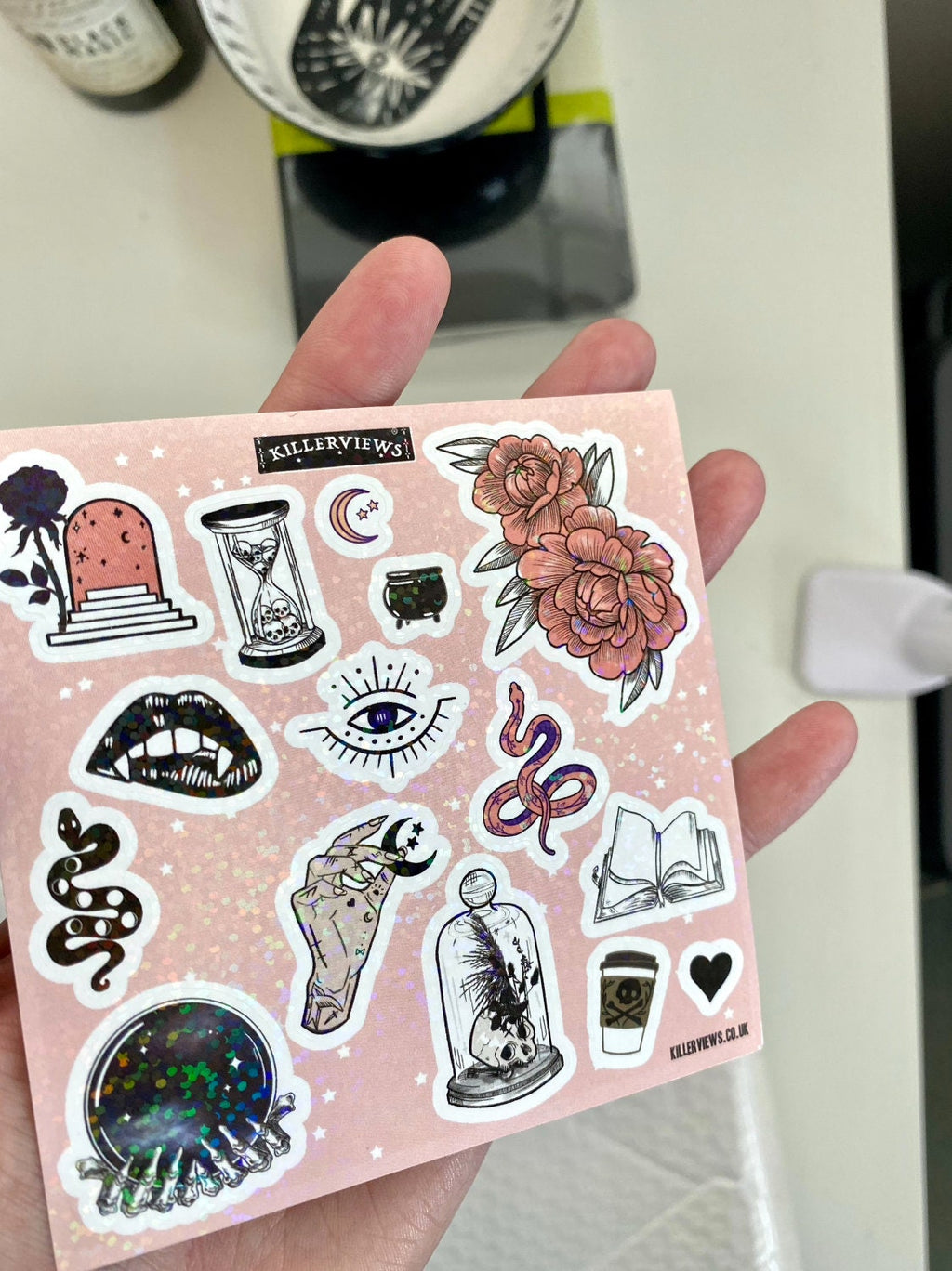 Glitter sticker sheet celestial inspired for bullet journal kit and planner- skulls halloween witchcraft Wiccan vampire
