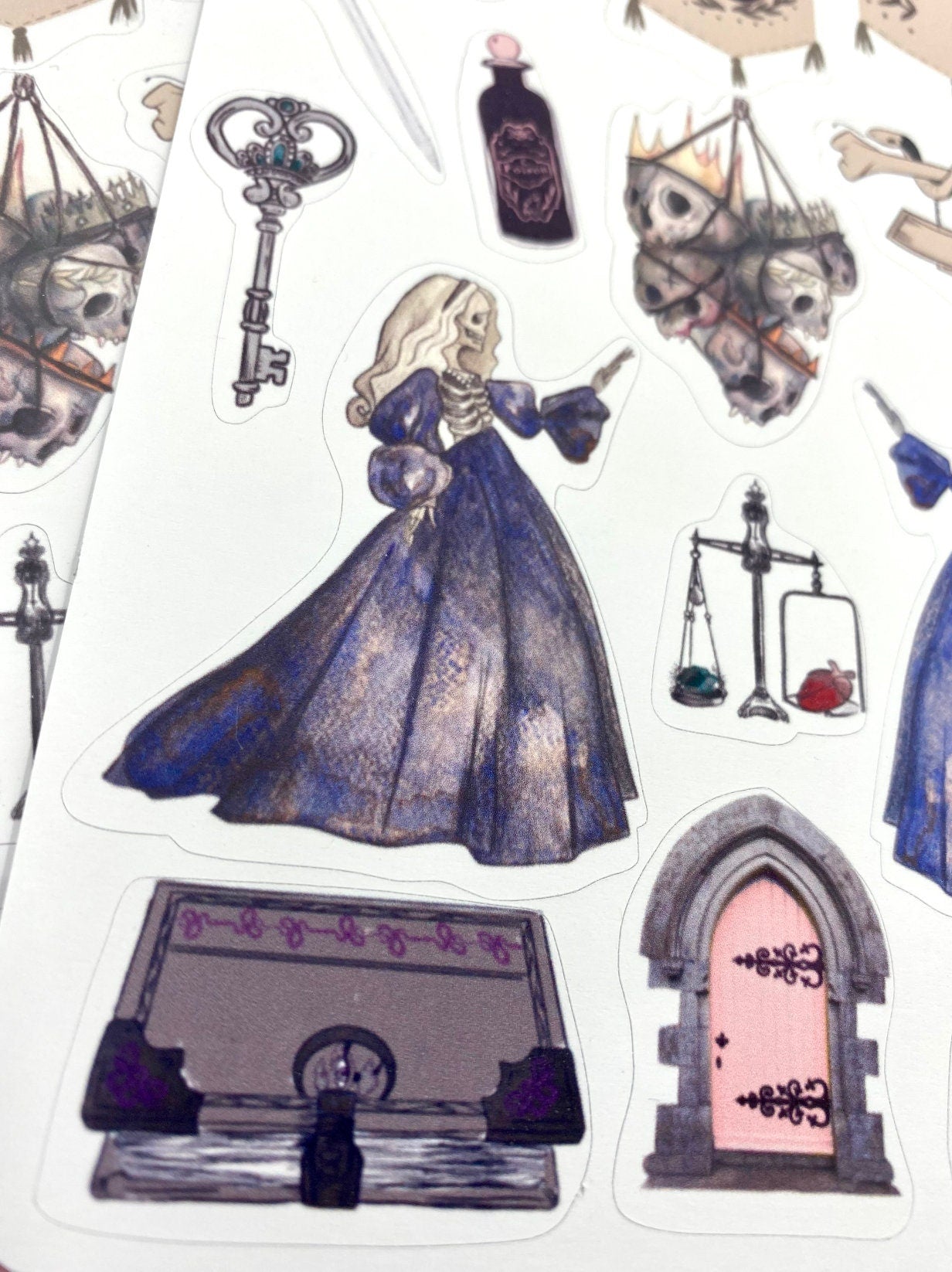 Gothic Medieval Planner sticker sheet for bullet journal kit and planner- with skull lady tapestry  witchcraft Wiccan celestial