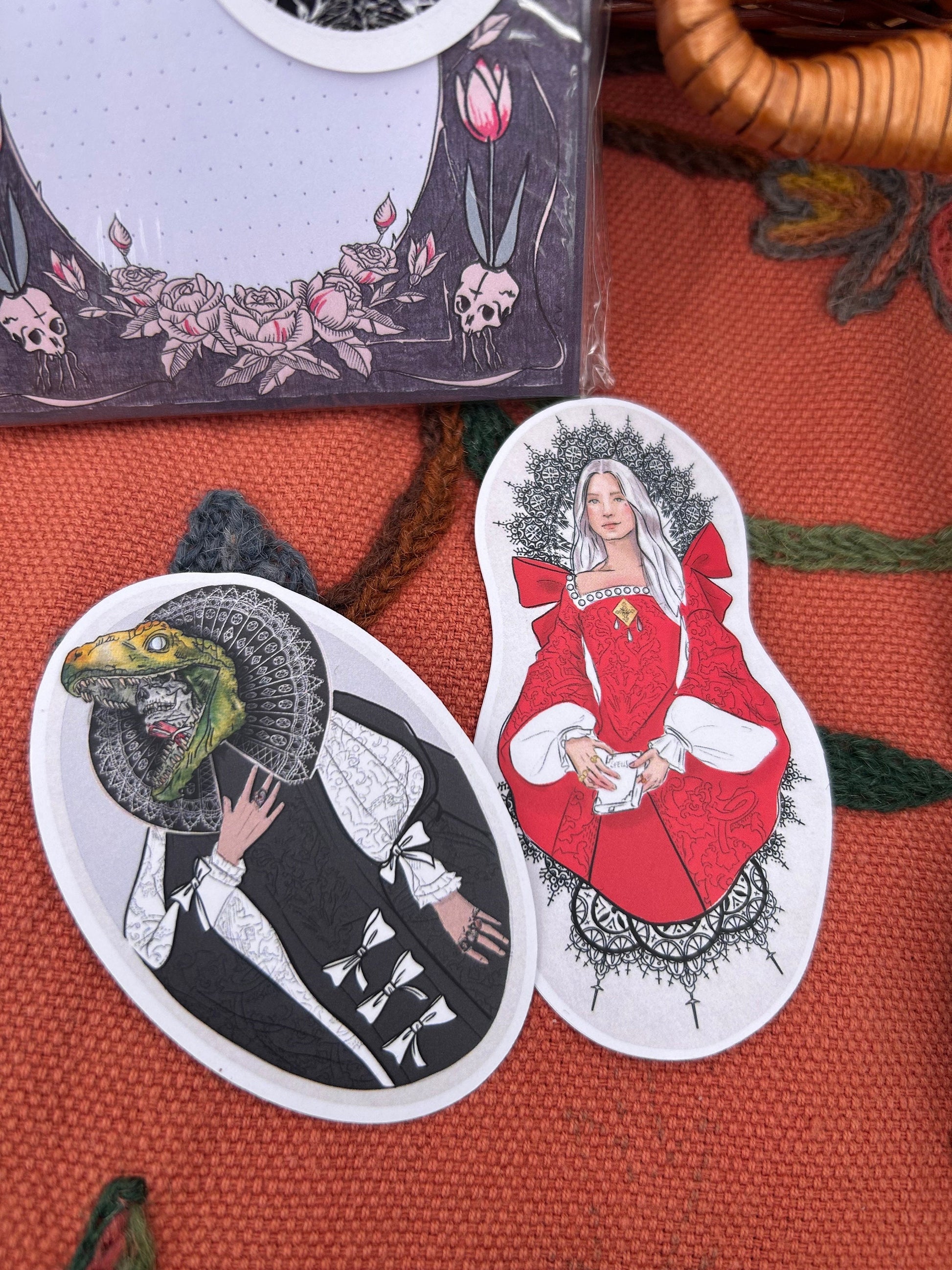Tudor witch red dress  vinyl sticker pack of 1. With MATT effect vinyl.