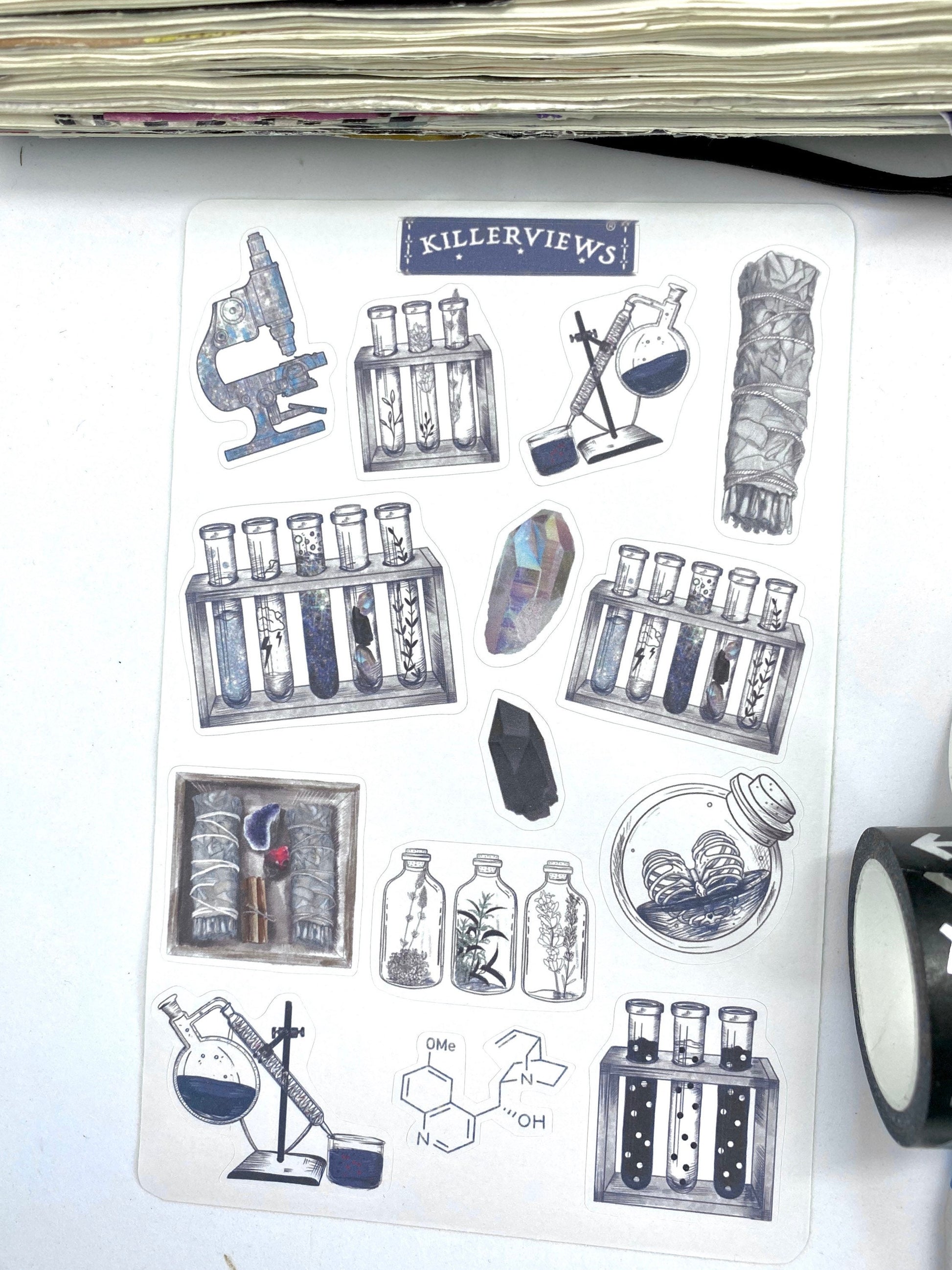 Natural witch science sticker sheet for bullet journal kit and planner- witchcraft Wiccan celestial